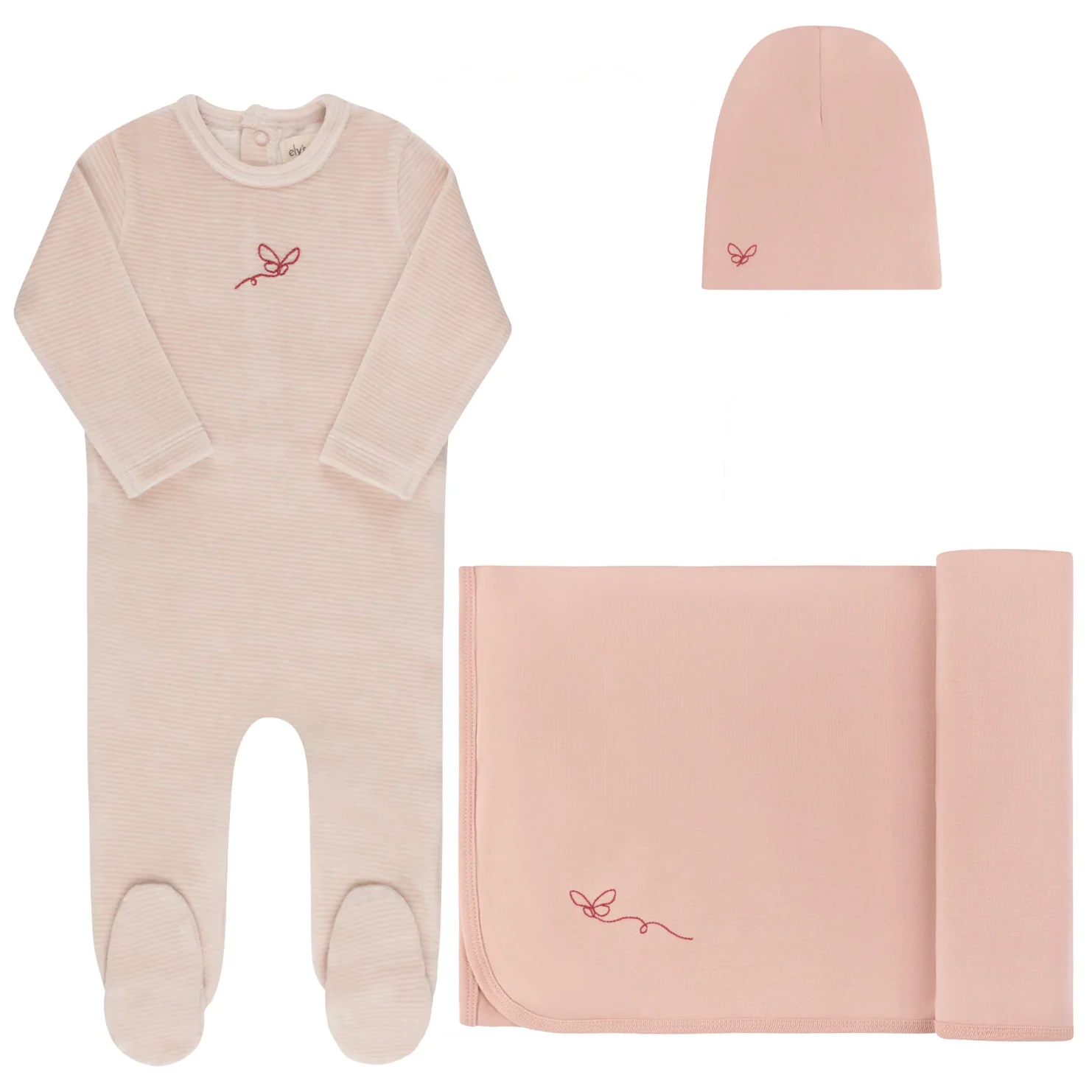 Ely's & Co. Light Pink Take Me Home Set Velour Stripe Collection