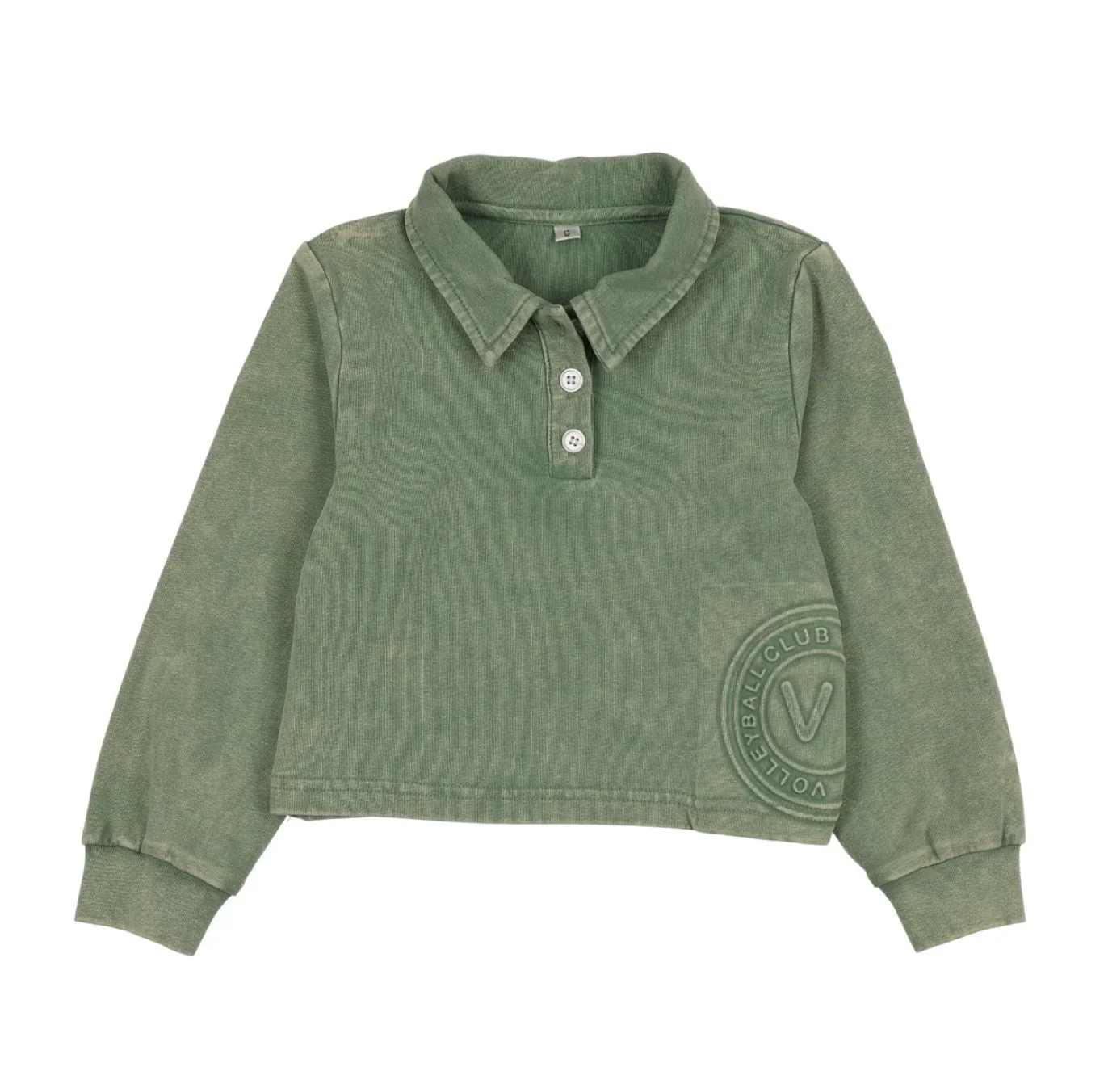 Bonjoy Embossed Volleyball Cropped Polo - Green