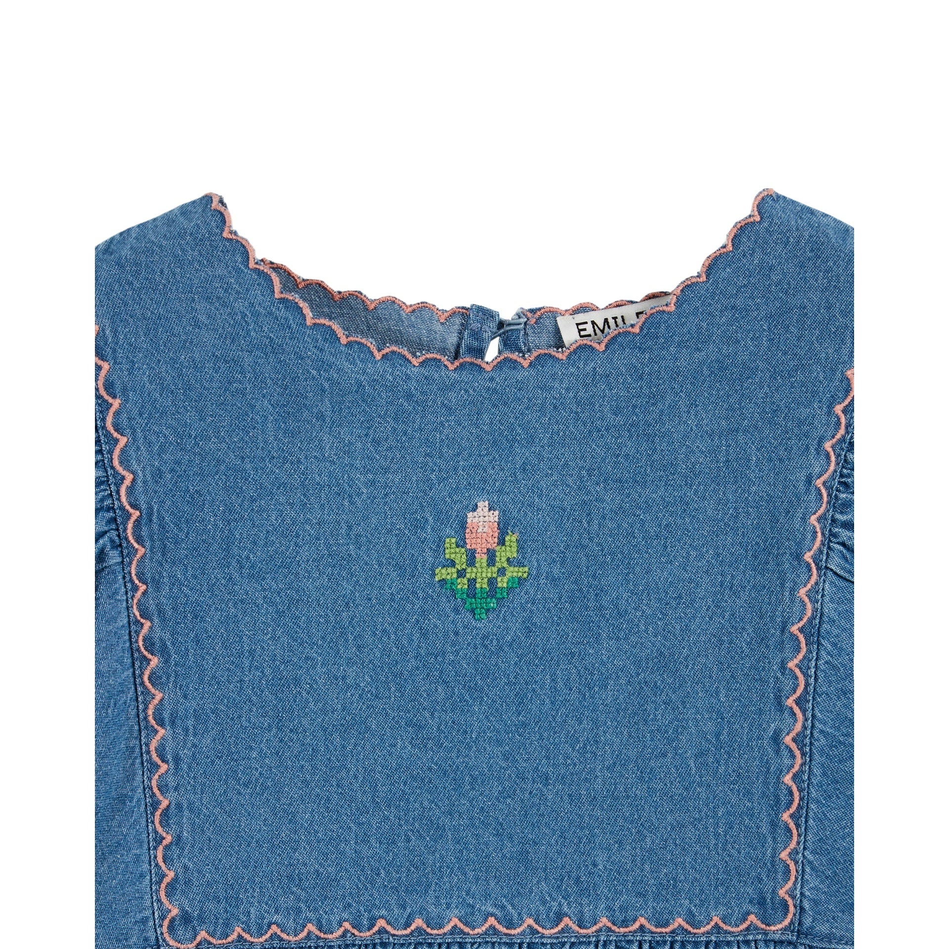 Emile Et Ida Denim Embroidered Blouse (AD031) - Denim Light - Image 2