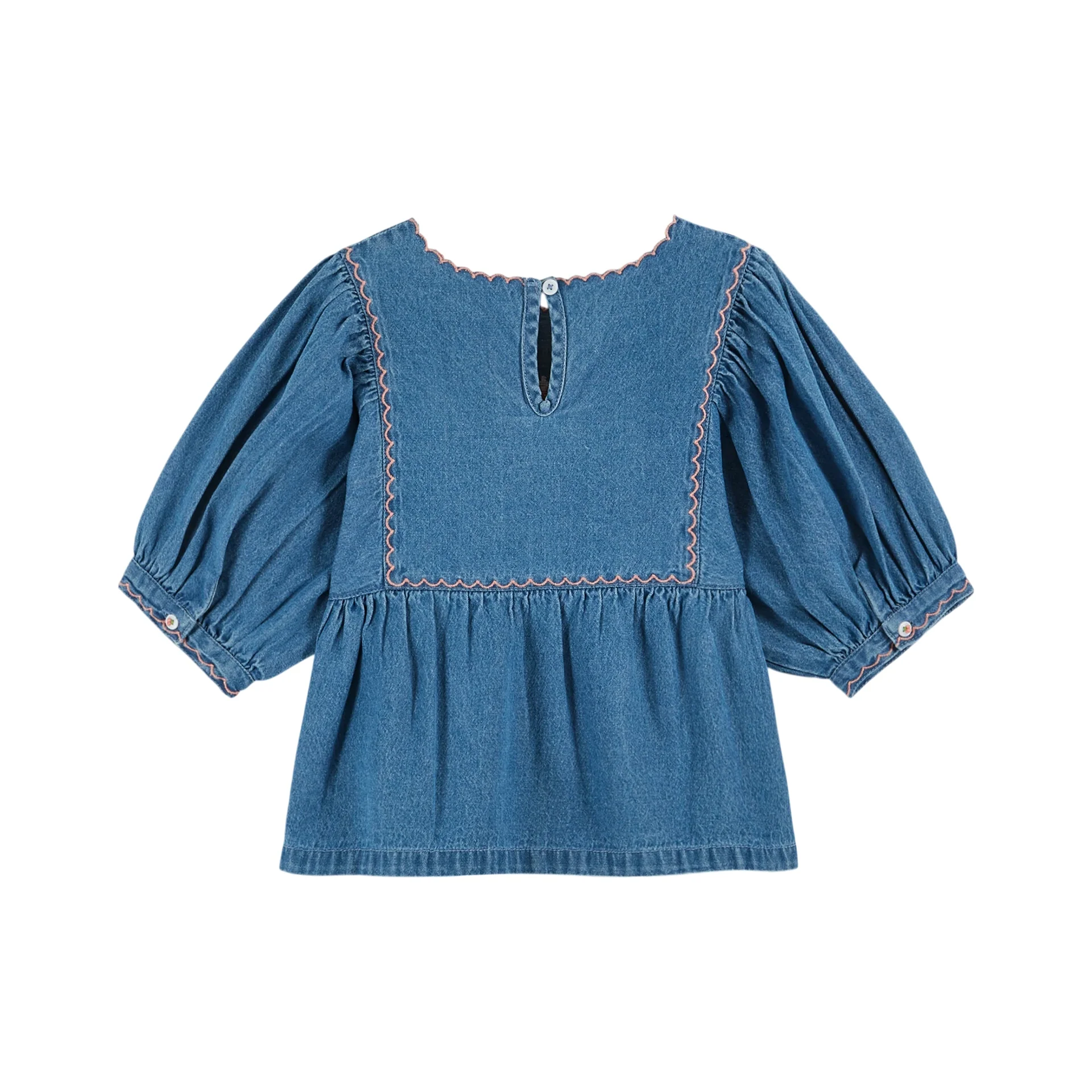 Emile Et Ida Denim Embroidered Blouse (AD031) - Denim Light - Image 3