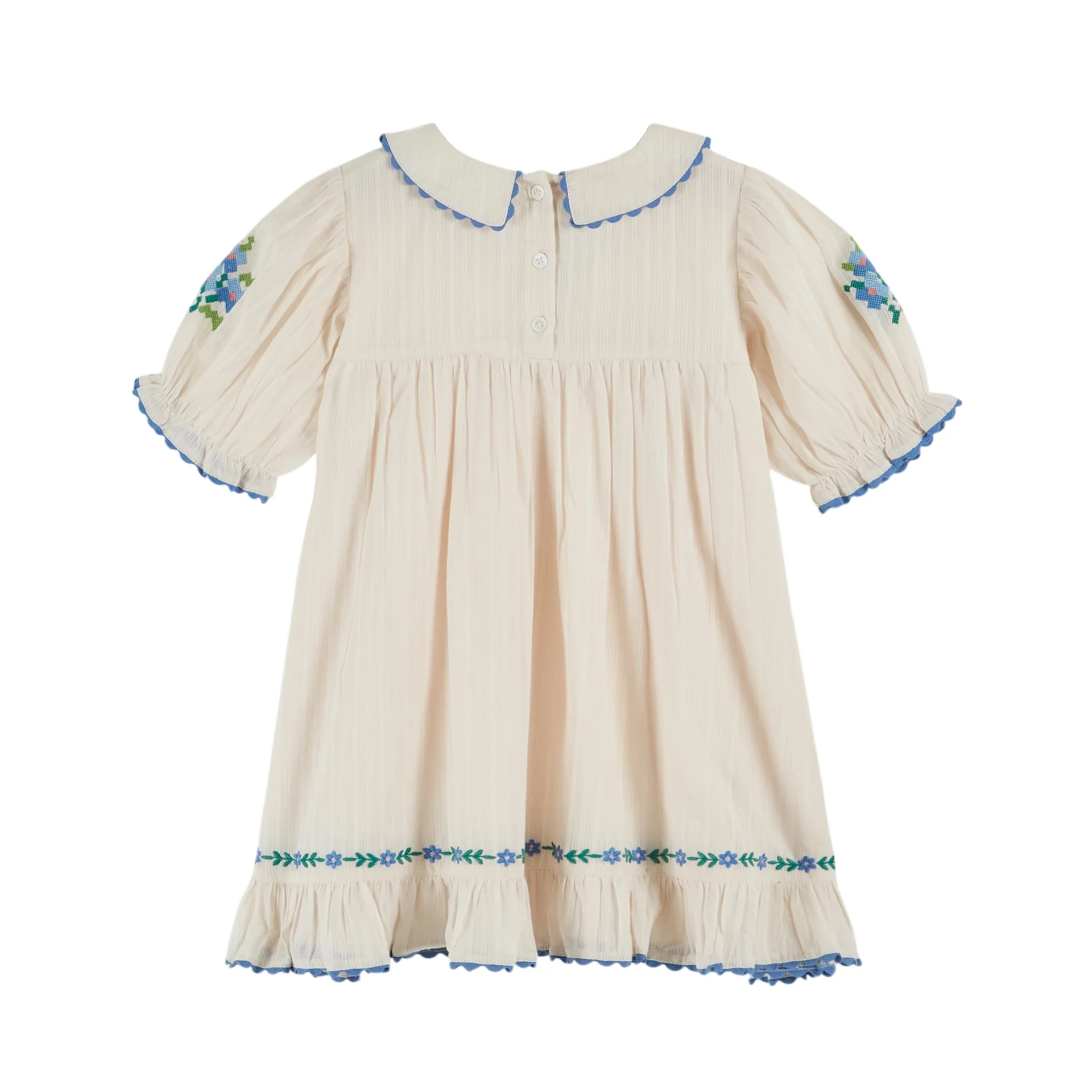 Emile Et Ida Embroidered Dress (AD074) - Creme - Image 3