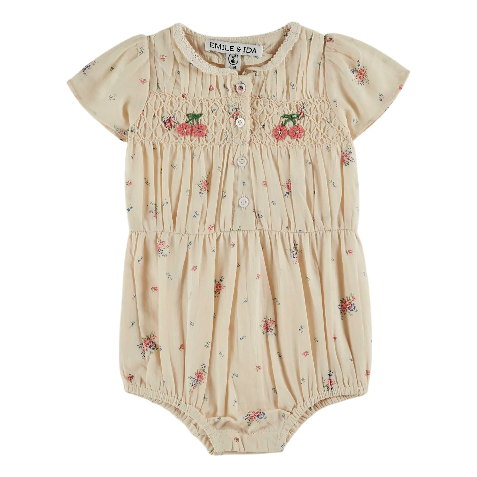 Emile Et Ida Smocked Printed Romper (AD081A) - Paquerette