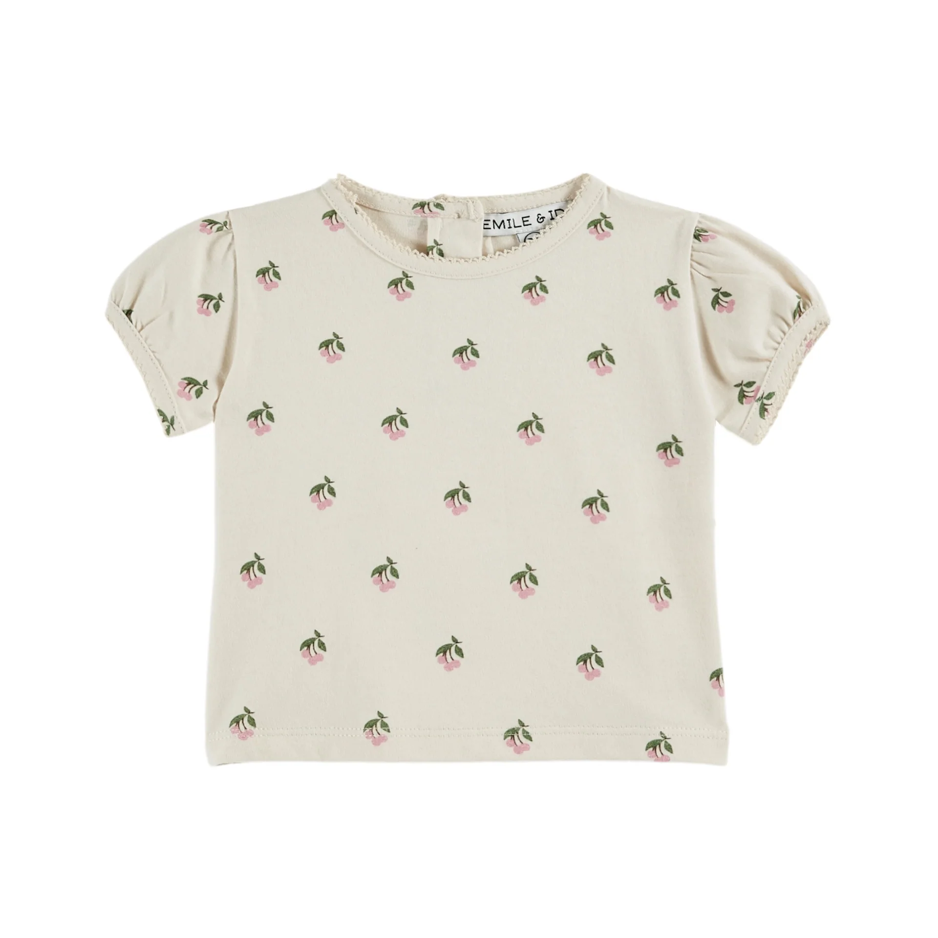 Emile Et Ida Printed Picot-Edge Tee Shirt (AD114) - Cerisette Creme