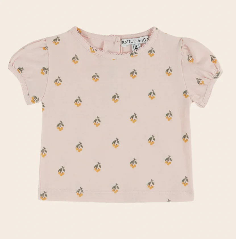 Emile Et Ida Printed Picot-Edge Tee Shirt (AD114) - Cerisette Rose