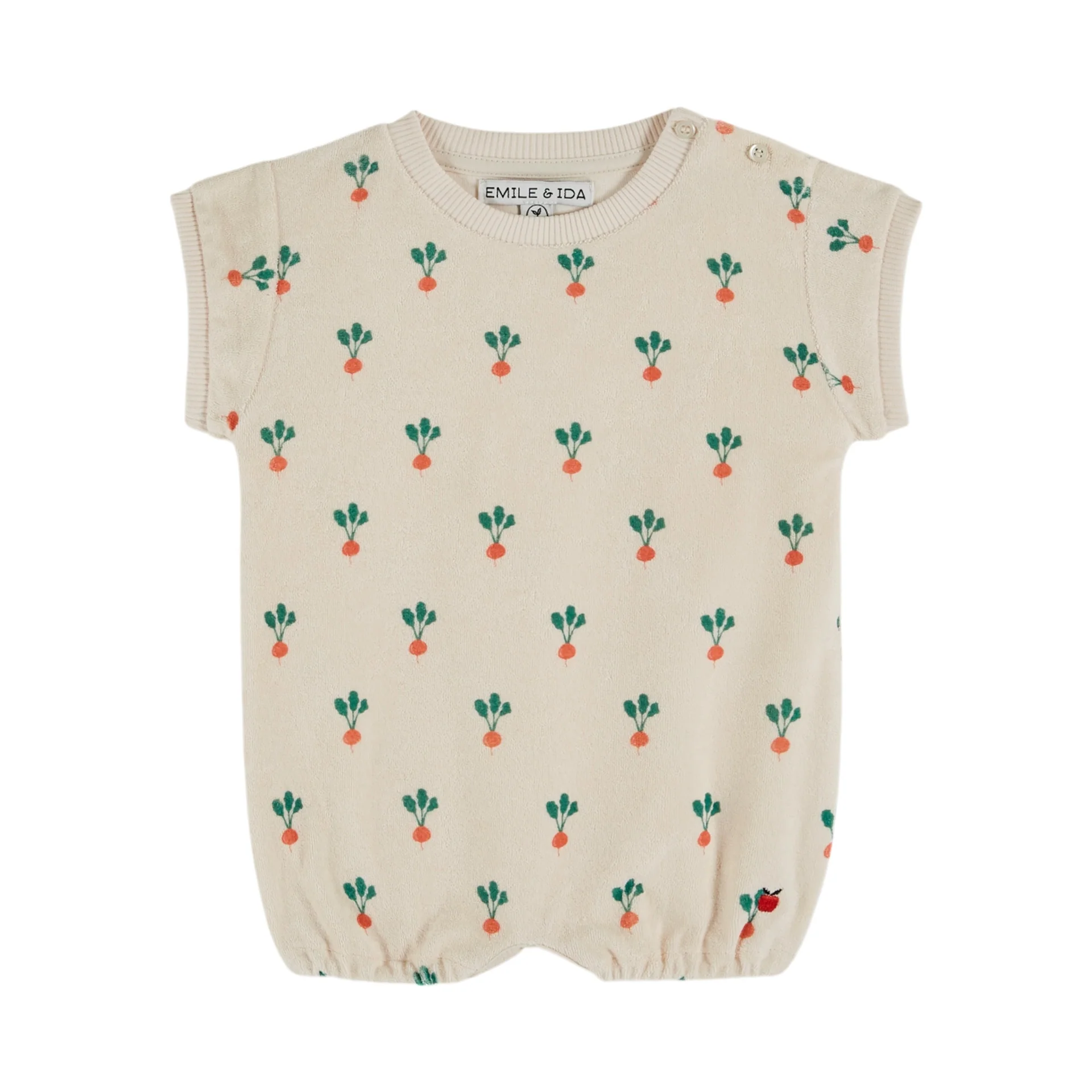 Emile Et Ida All Over Printed Romper 80% Organic Cotton 20% Polyest Made In Portugal (AD119C) - Radis Creme