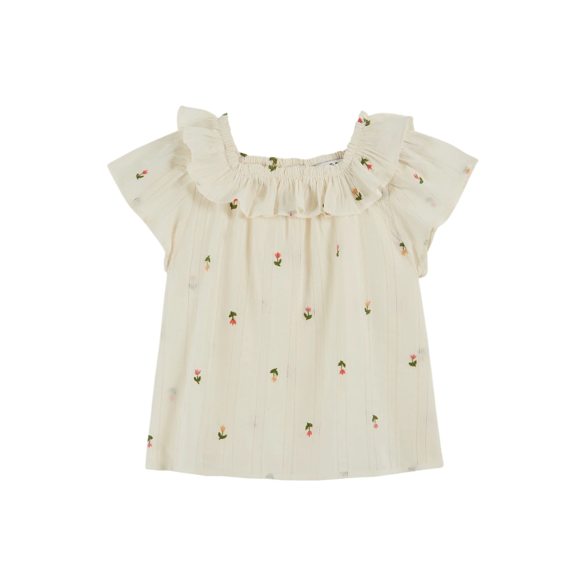 Emile Et Ida All Over Embroidered Blouse 100% Cotton Made In India (AD138) - Creme