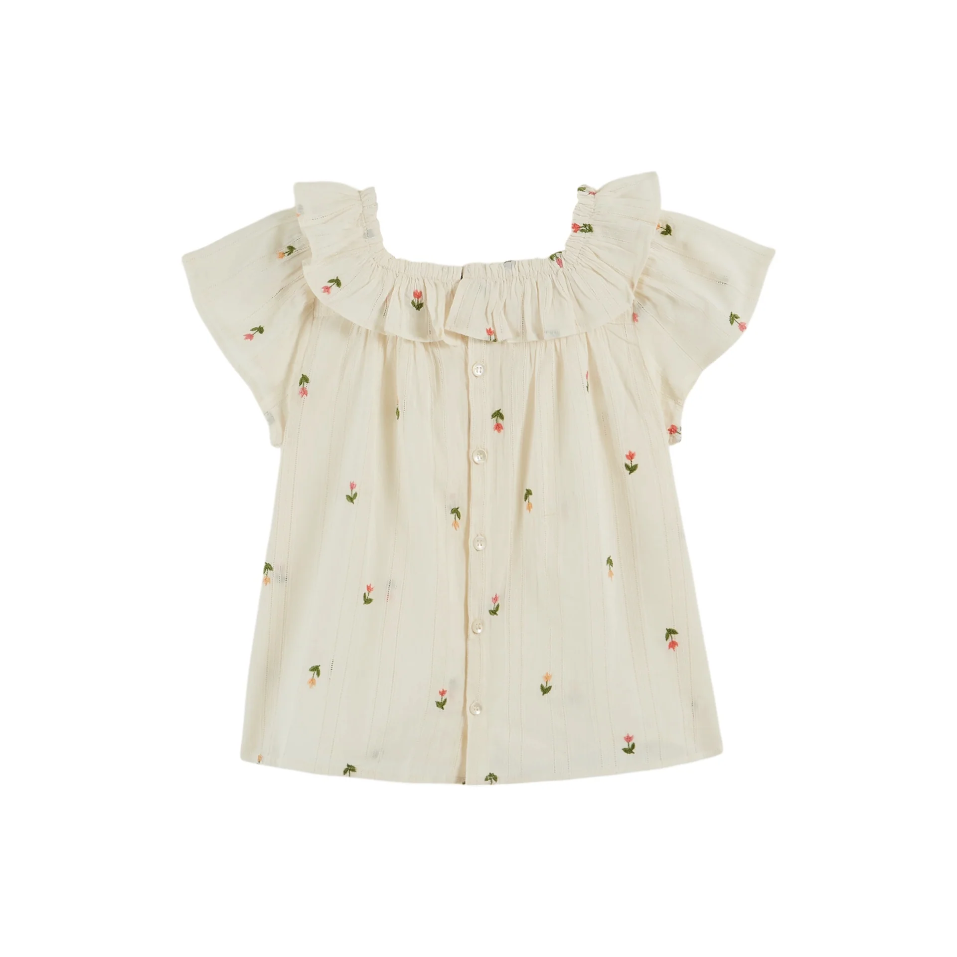 Emile Et Ida All Over Embroidered Blouse 100% Cotton Made In India (AD138) - Creme - Image 3