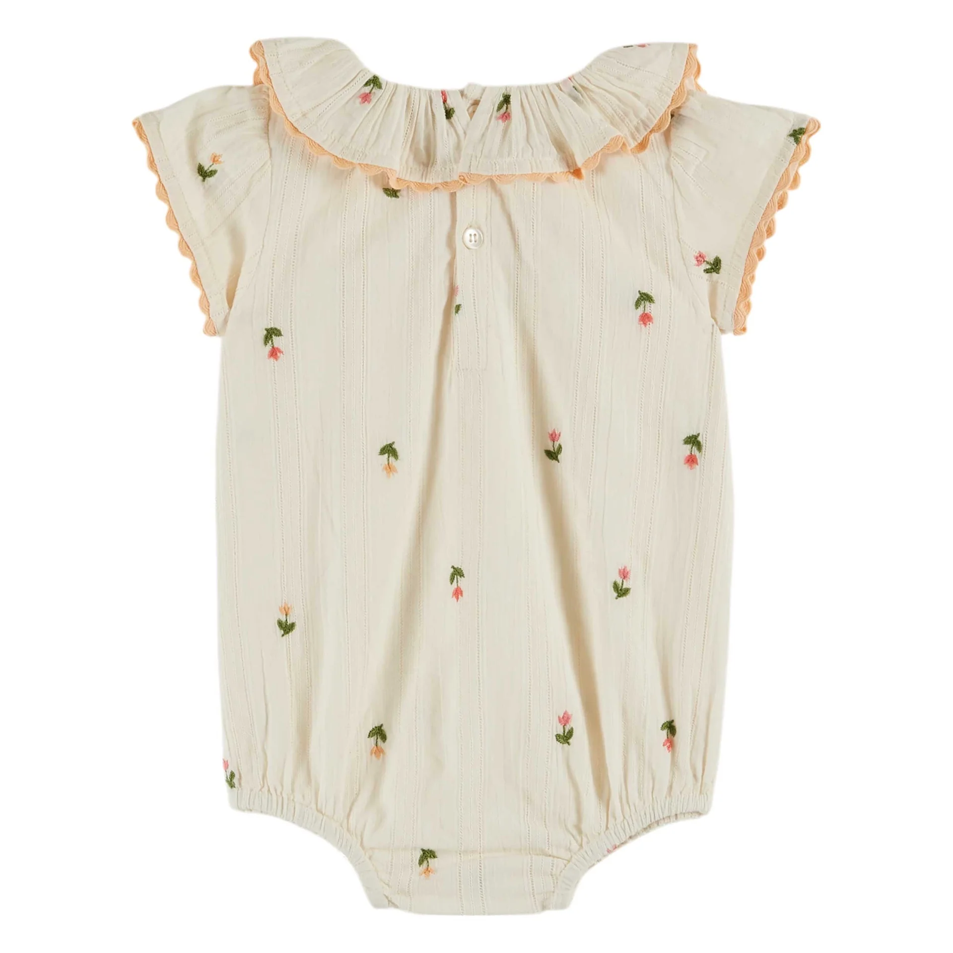 Emile Et Ida All Over Embroidered Jumpsuit 100% Cotton Made In India (AD140) - Creme - Image 2