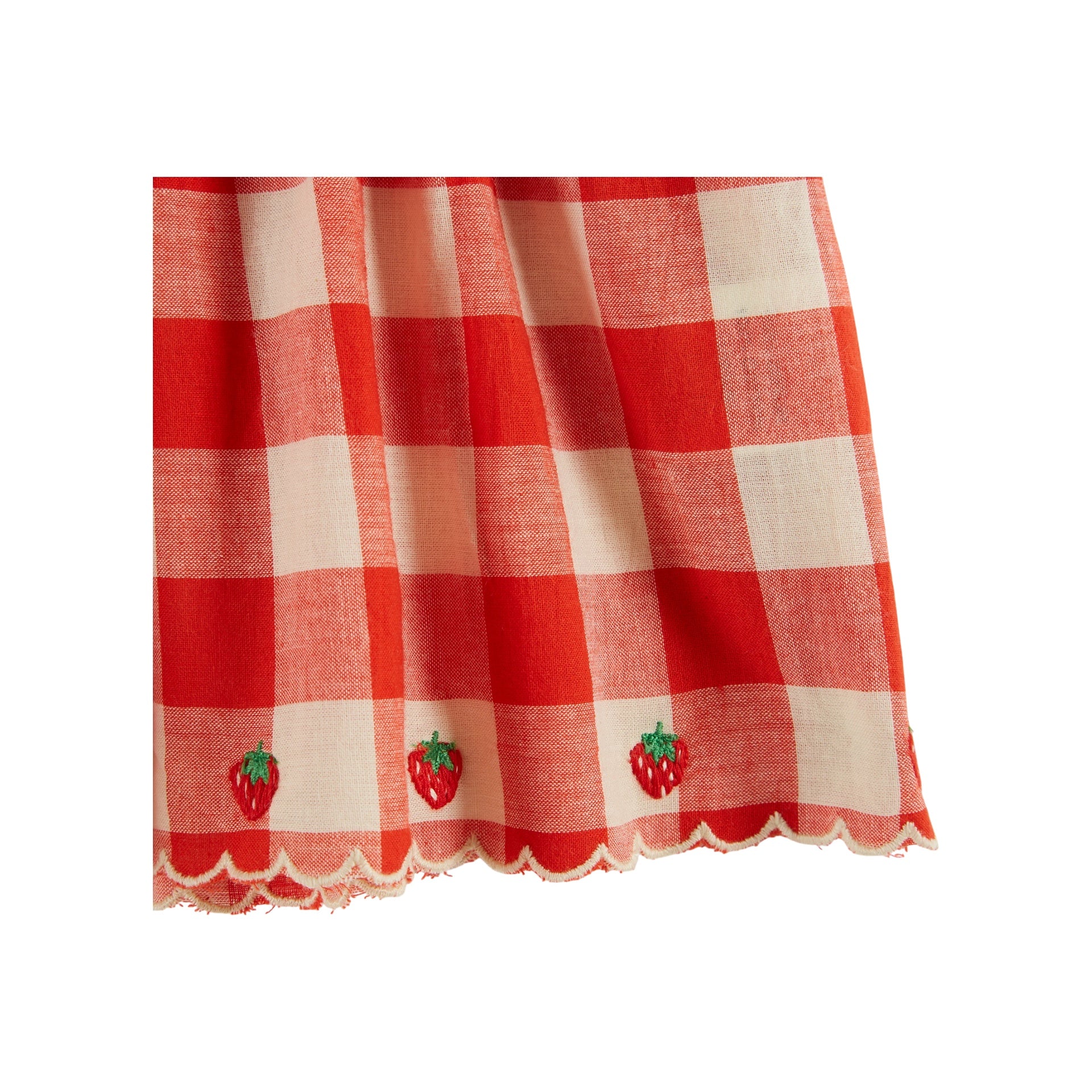 Emile Et Ida Strawberry Embroidered Strap T (AD168) - Vichy Rouge - Image 2