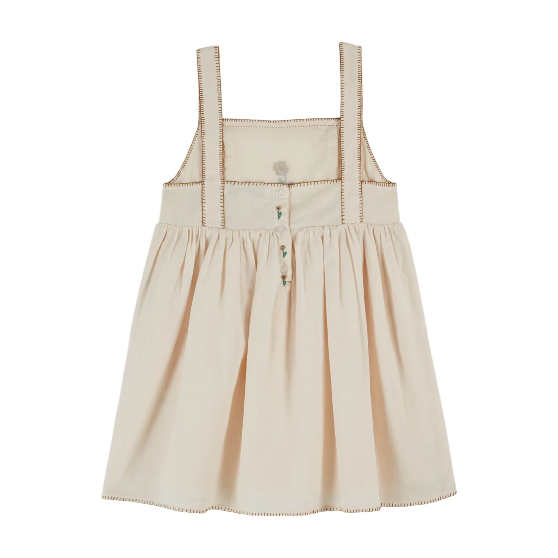 Emile Et Ida All Over Hand-Embroidery Dress 100% Cotton Made In India (AD195) - Creme - Image 3