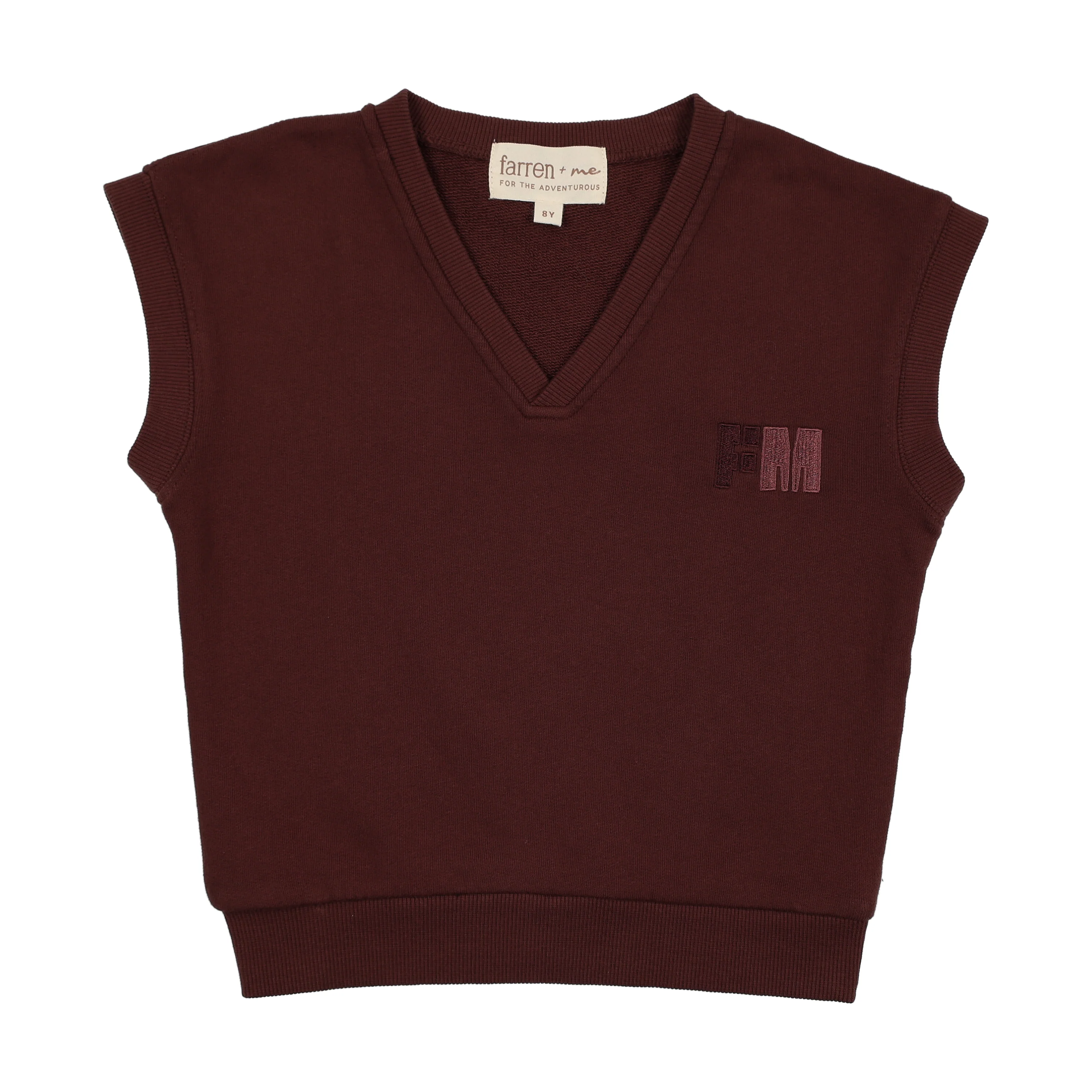 Farren And Me Washed Burgundy French Terry Vest (Faw25-10)