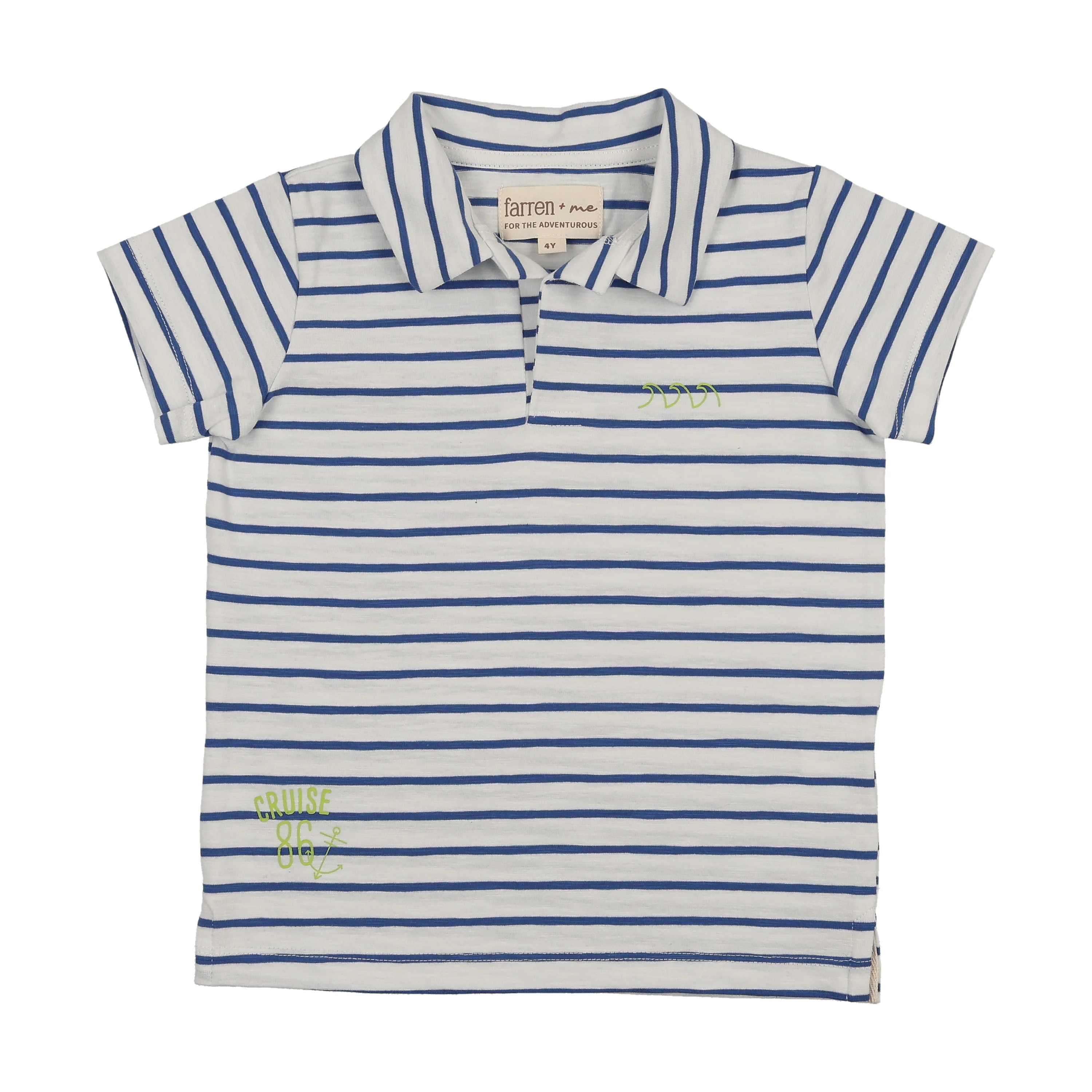 Farren And Me Boys Polo - Royal Blue Stripes