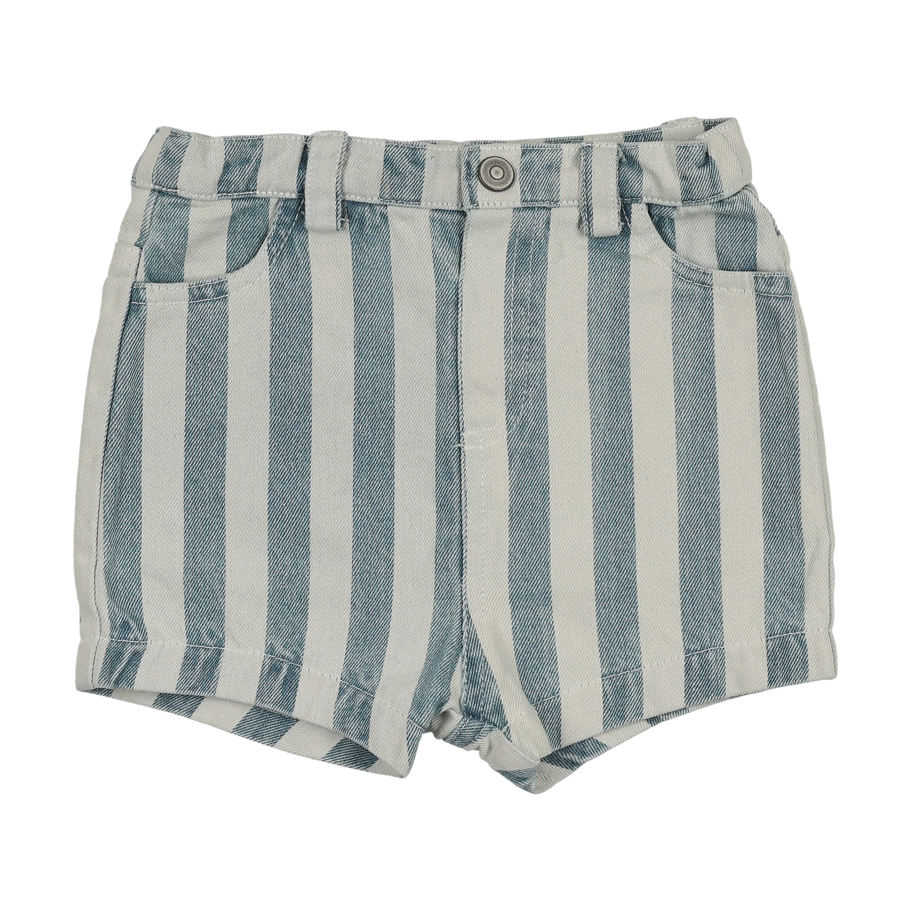 Farren And Me Bermuda Striped Shorts - Light Blue Denim Stripes