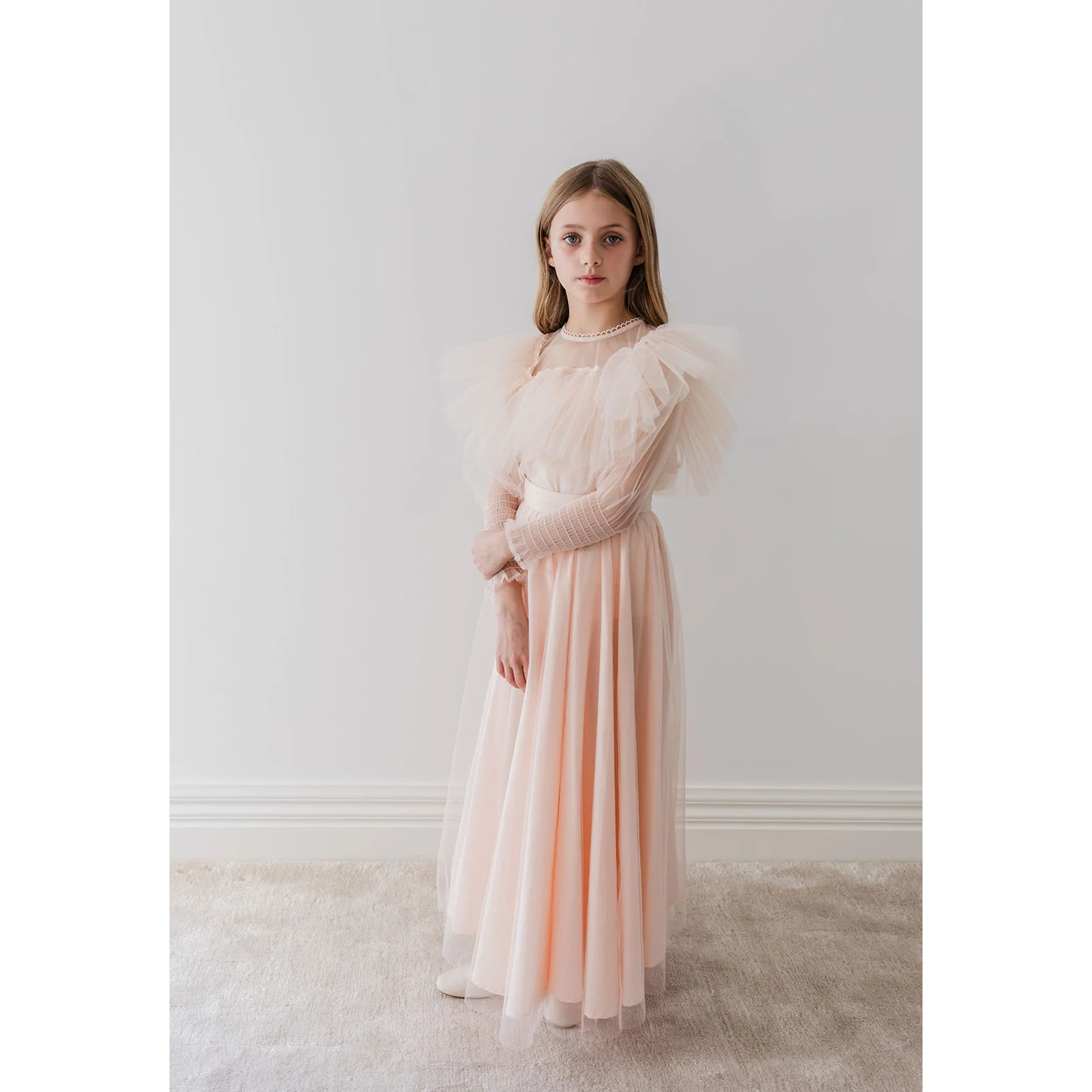 Gold by Petite Amalie Blush Orchid Print Tulle Skirt - Image 2
