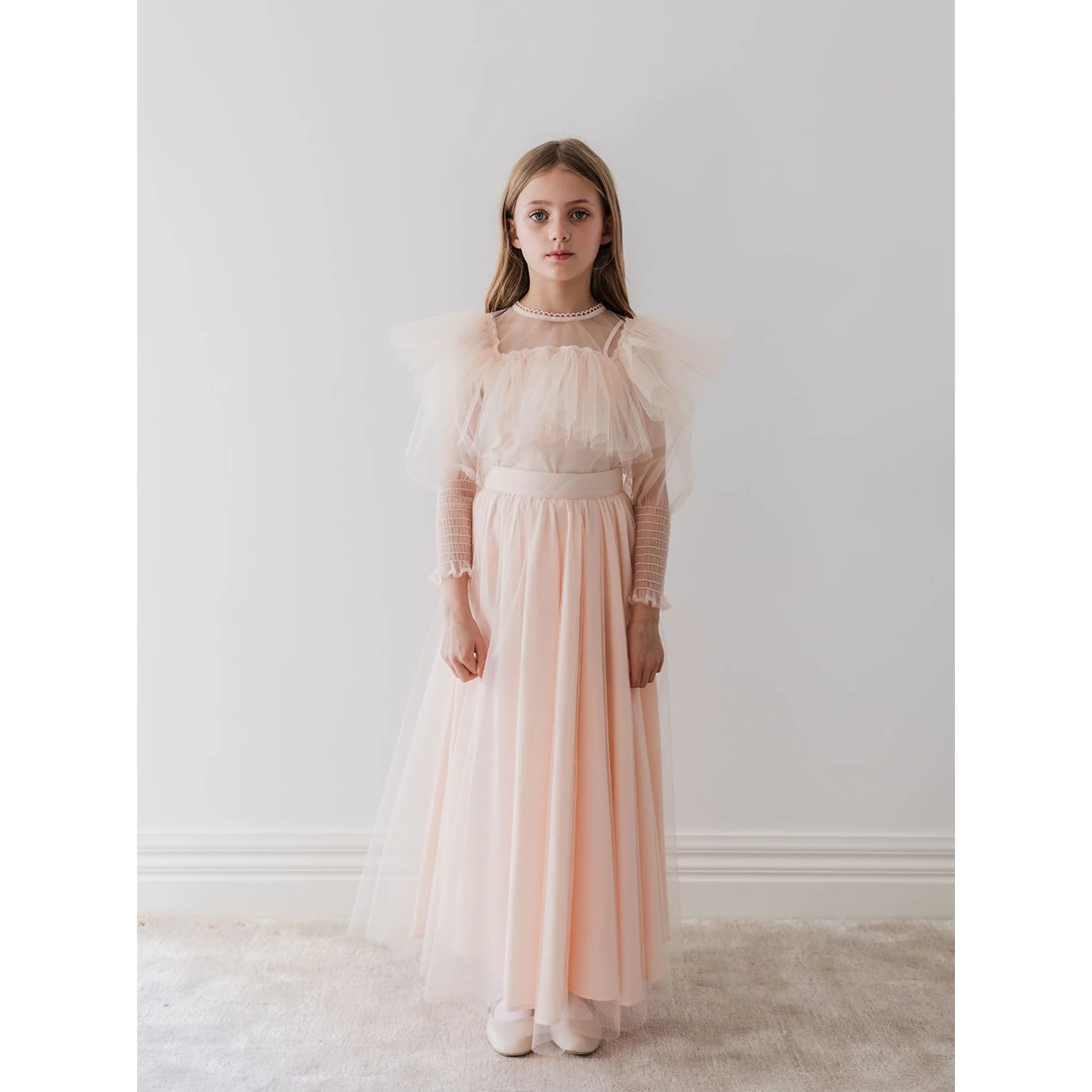 Gold by Petite Amalie Blush Orchid Print Tulle Skirt - Image 3