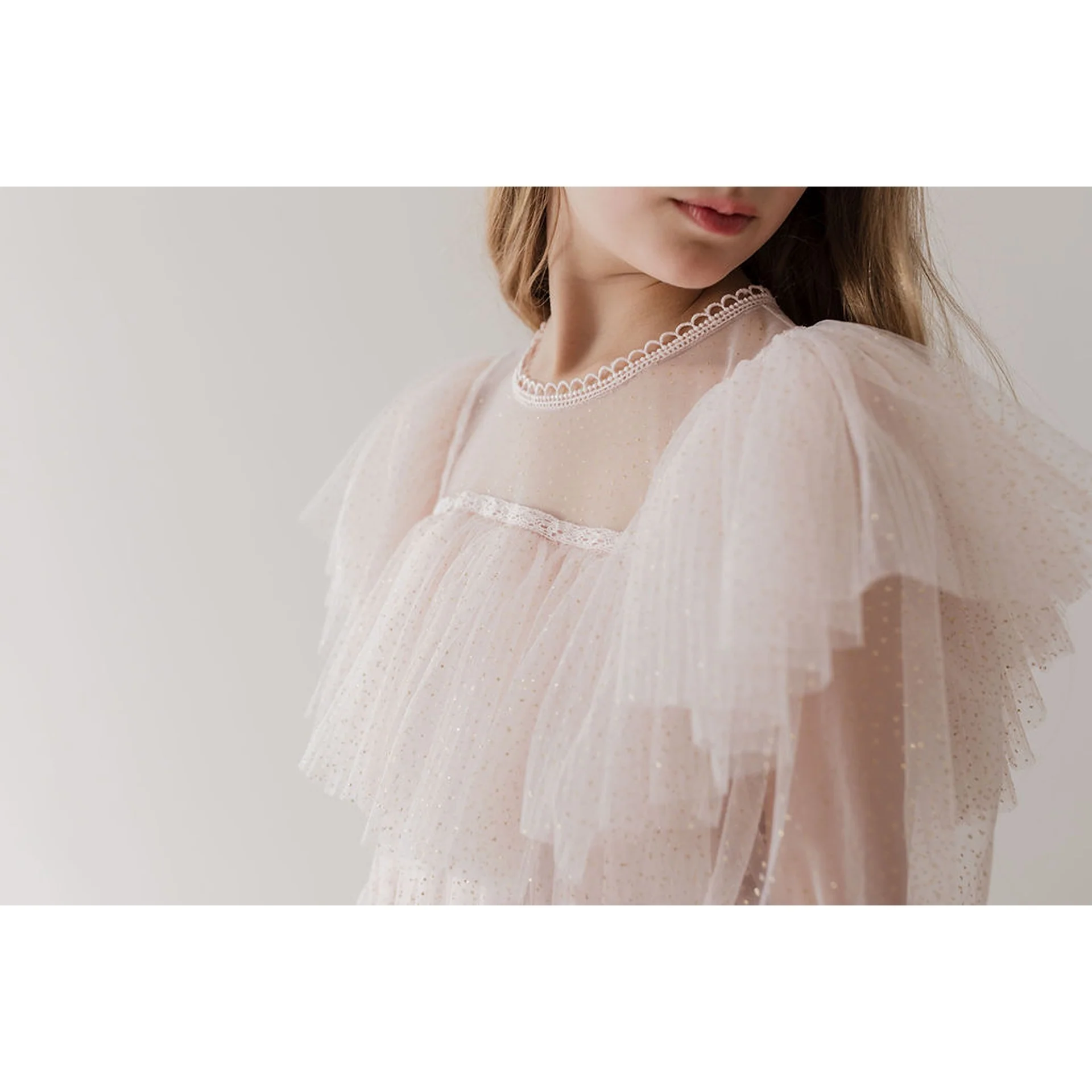 Gold by Petite Amalie White Glitter Tulle Gown - Image 3