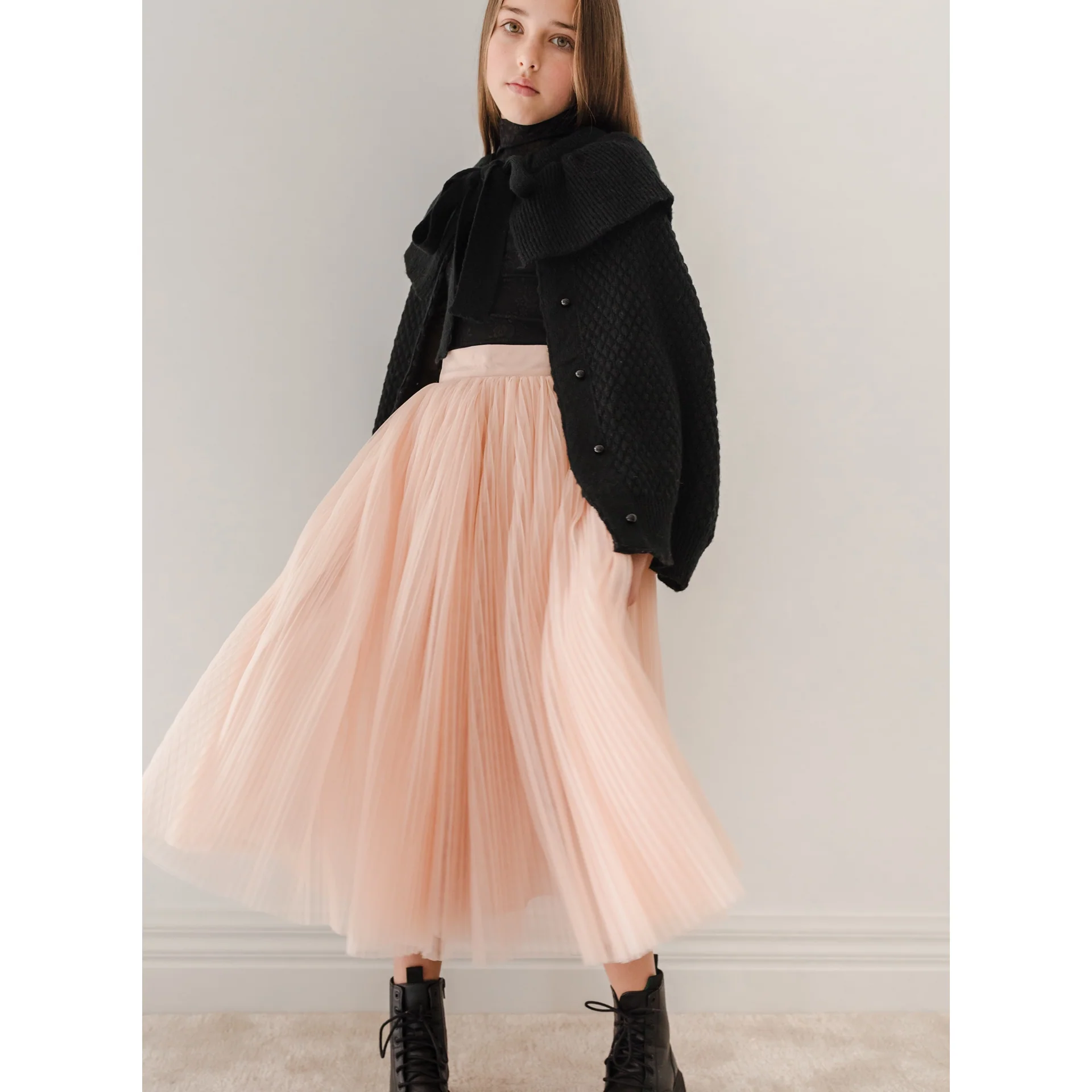 Gold Label By Petite Amalie Antique Rose Pleated Tulle Full Skirt - Image 2