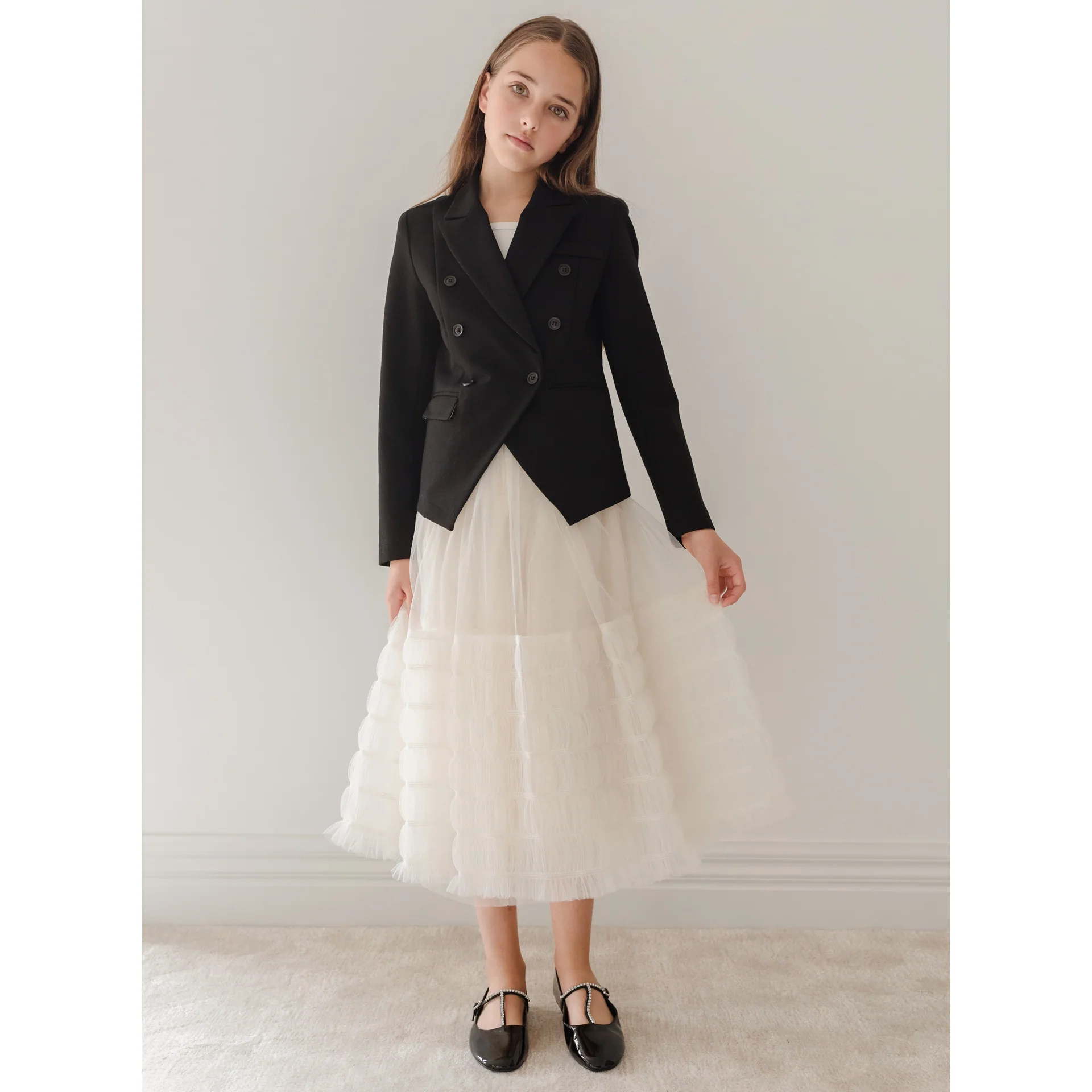 Gold Label By Petite Amalie Cream Smocked Tulle Skirt - Image 2