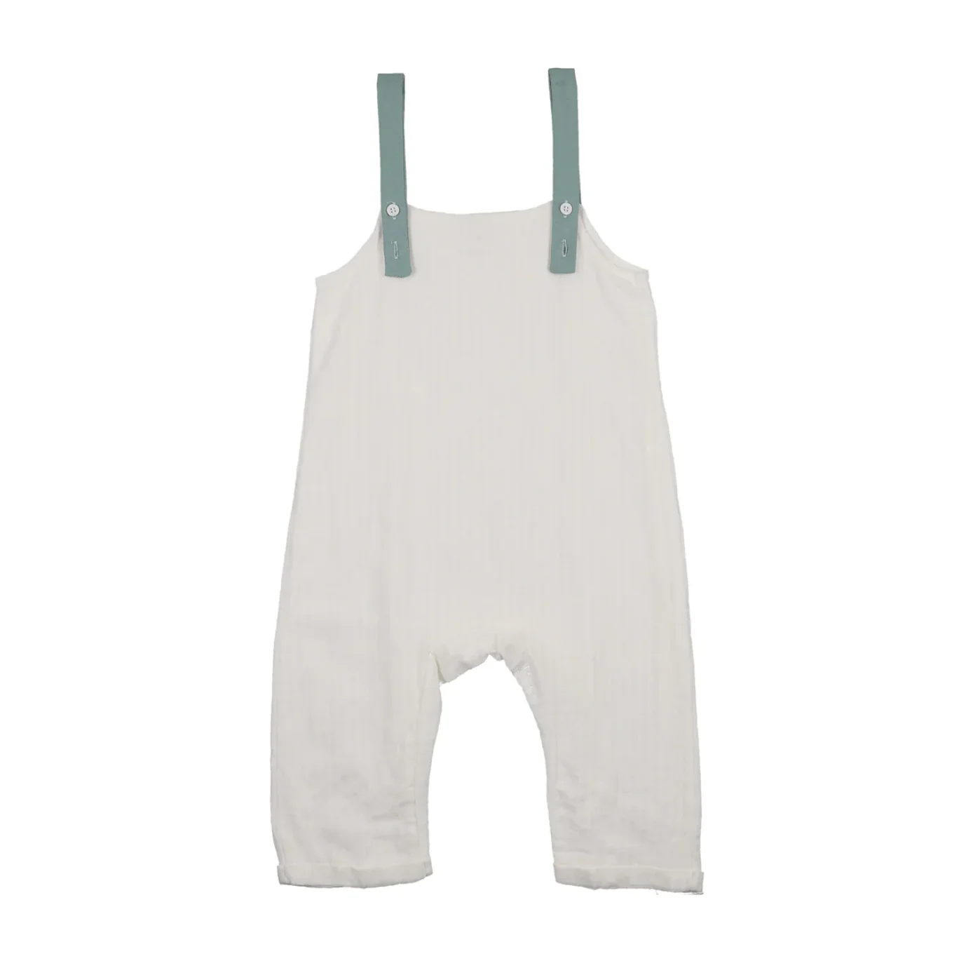 Bonjoy Green Floral Romper - Boy - Linen/Green Trim