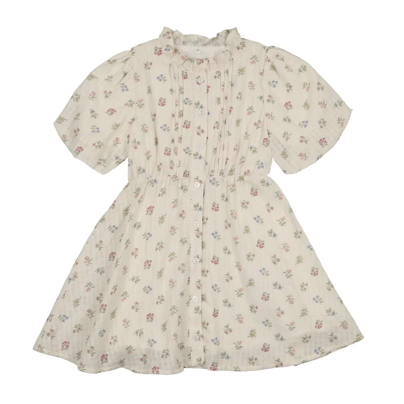 Bonjoy Green Floral Short Sleeve Dress - Green Floral