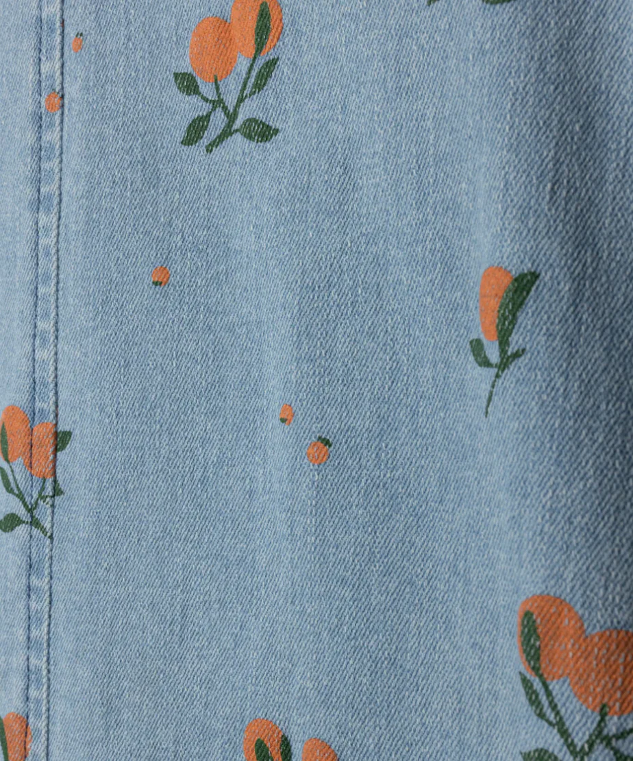 Hello Yellow Denim Fruit Printed Denim Jumper - Image 2