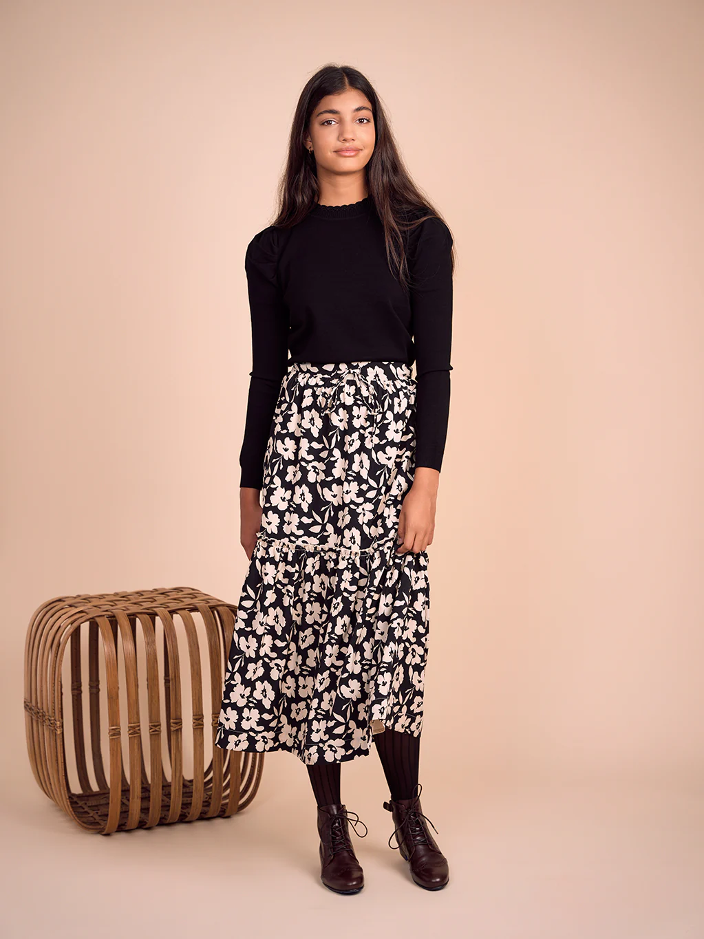 HEV Black Floral String With Pully Skirt (908) - Image 3