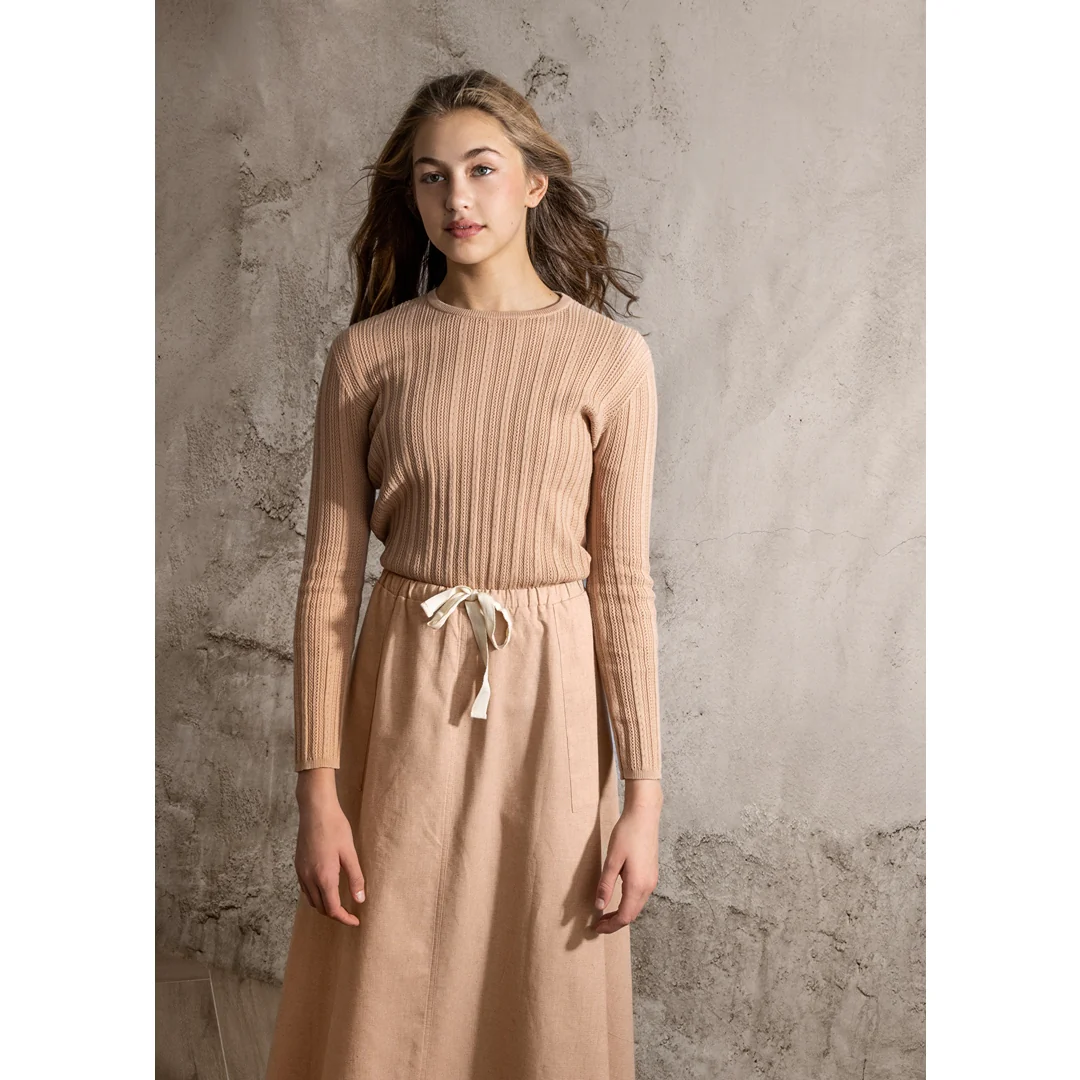 HEV Peach Basic Ribbed Knit Textured Shell