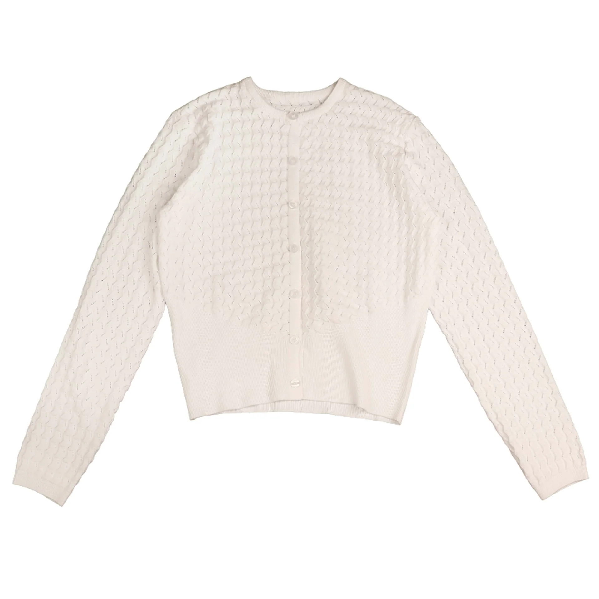 HEV White Rib Texture Cardigan HKN783