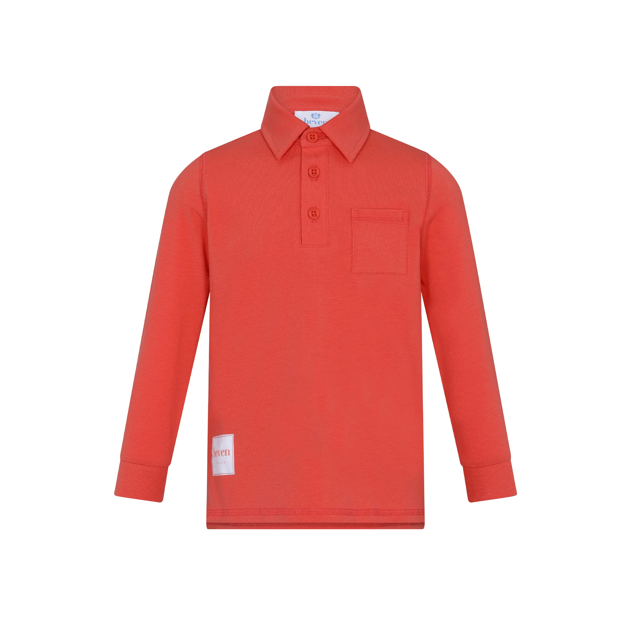 Heven Child Orange Boys Long Sleeve Polo (H66)
