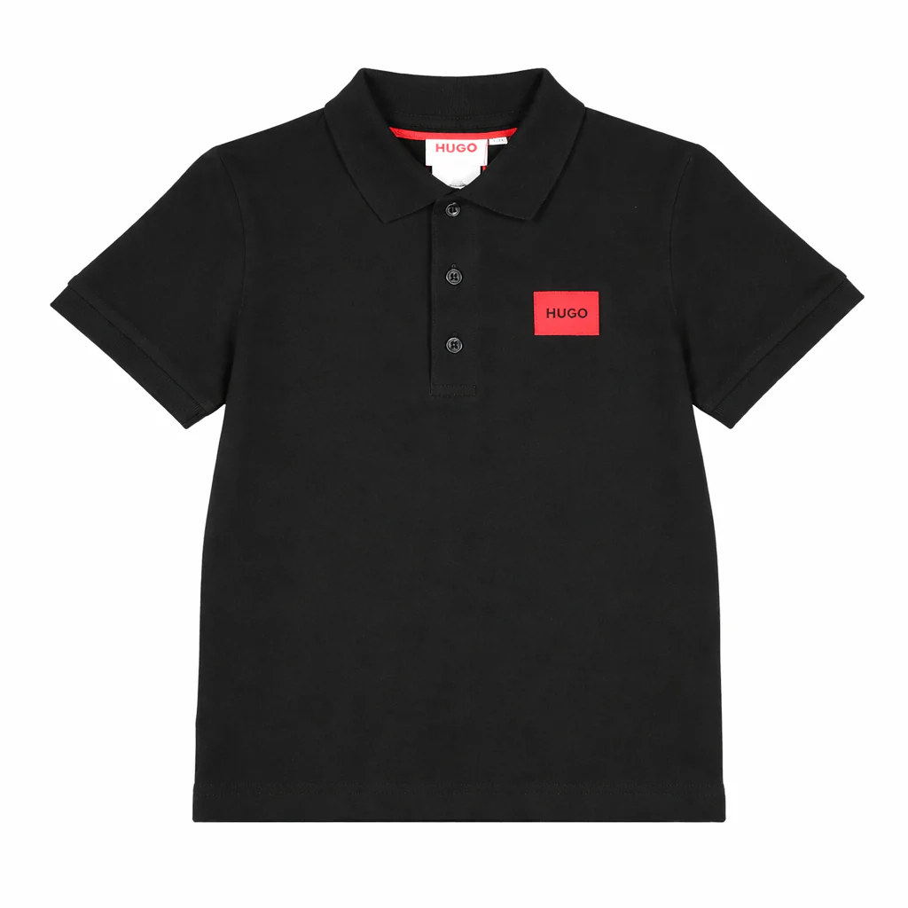 Hugo Boys Black Short Sleeved Polo Shirt