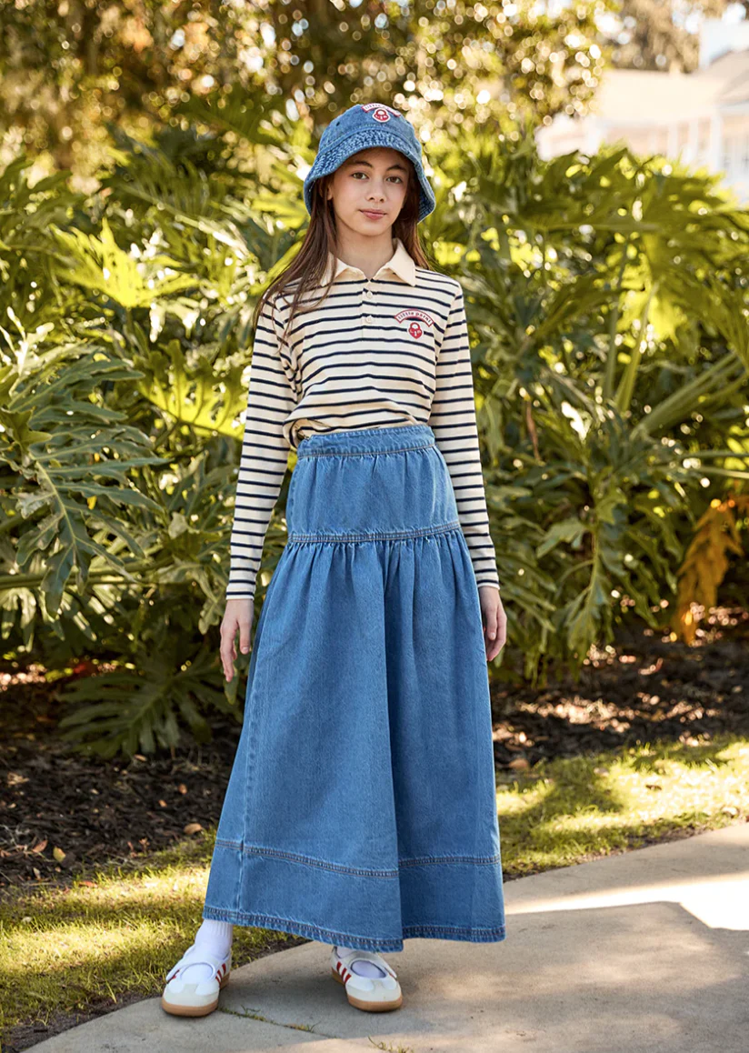 Little Parni Blue Denim Denim Maxi Skirt (K607) - Image 2