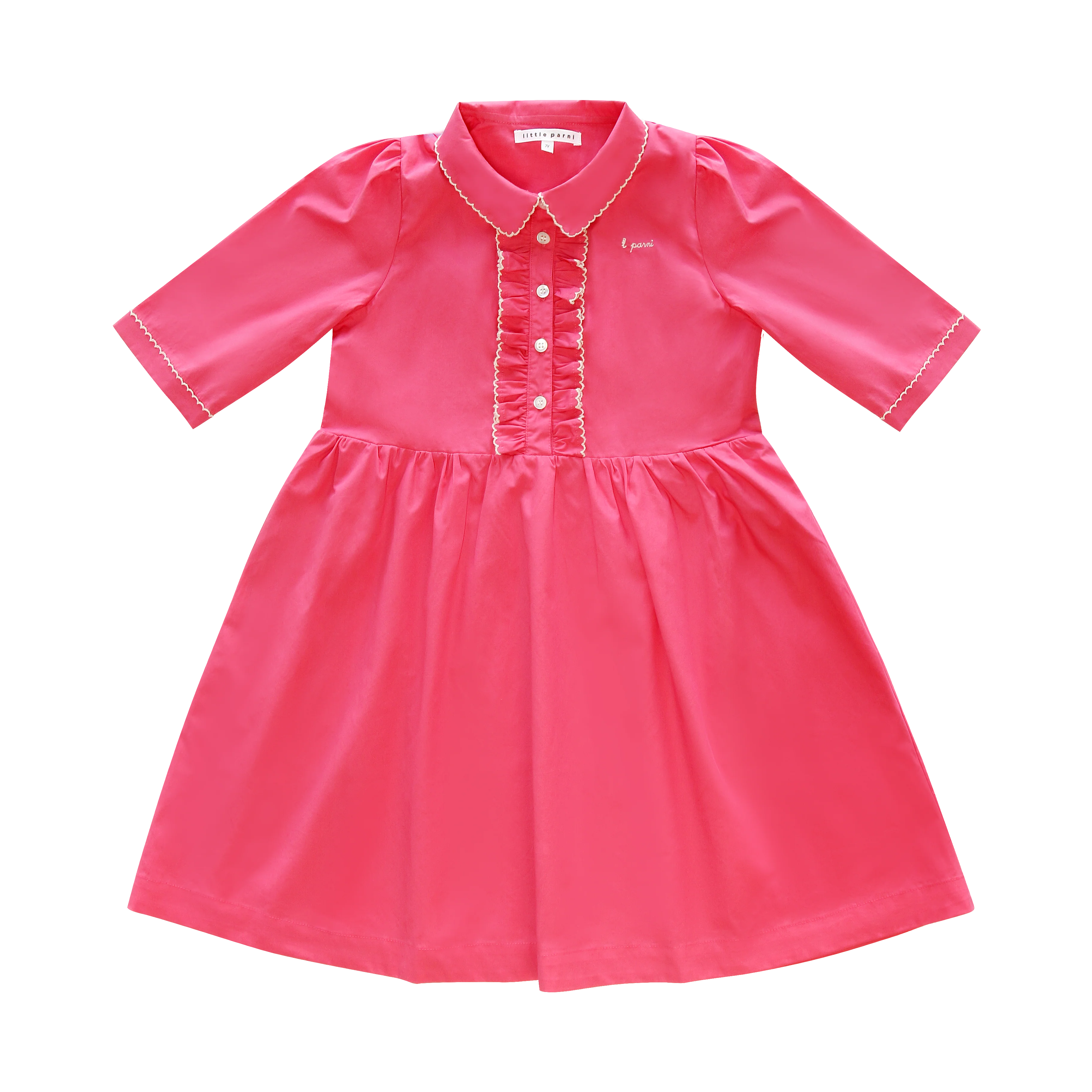 Little Parni Pink Pico Dress - Long Sleeves (K646)