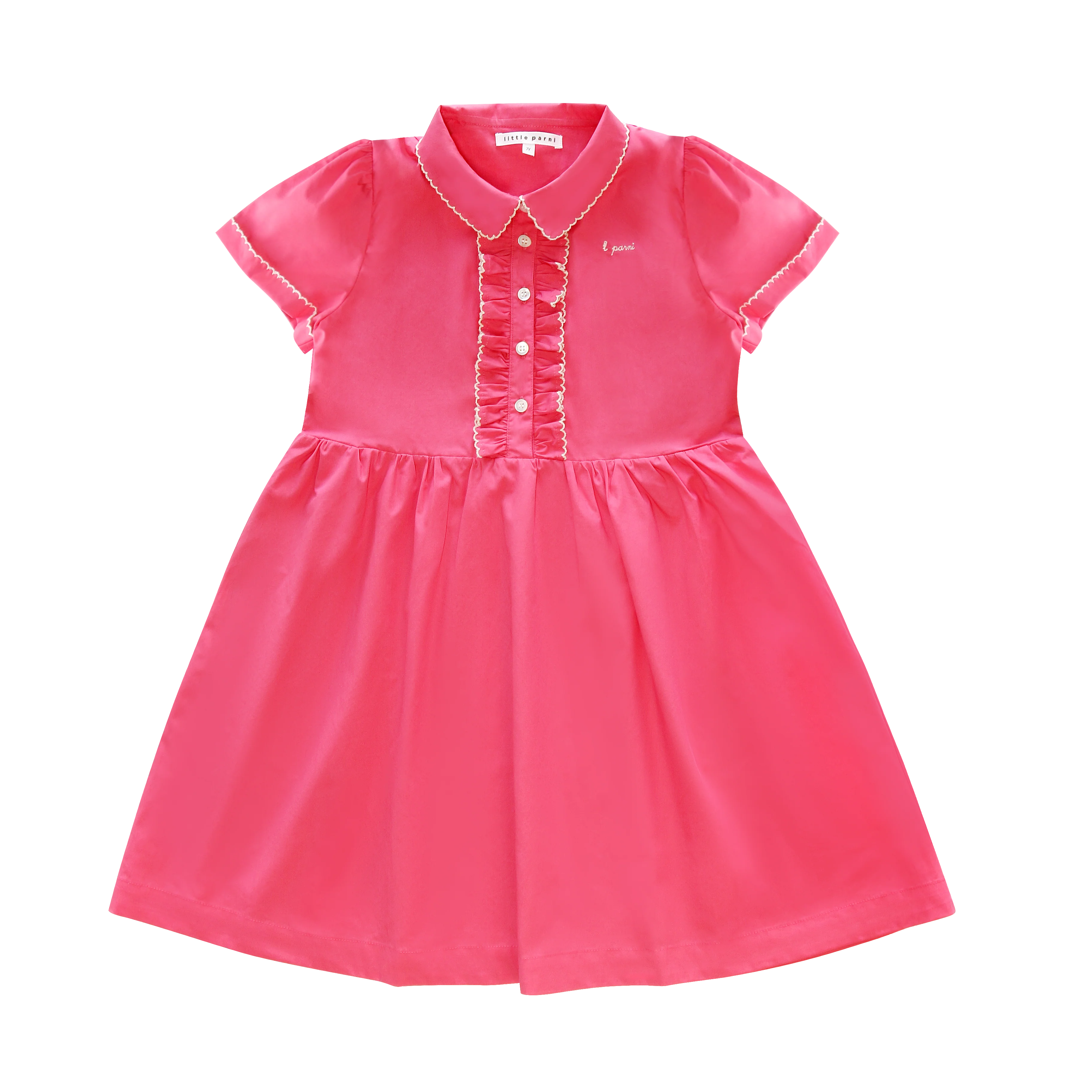 Little Parni Pink Pico Dress - Short Sleeves (K666)