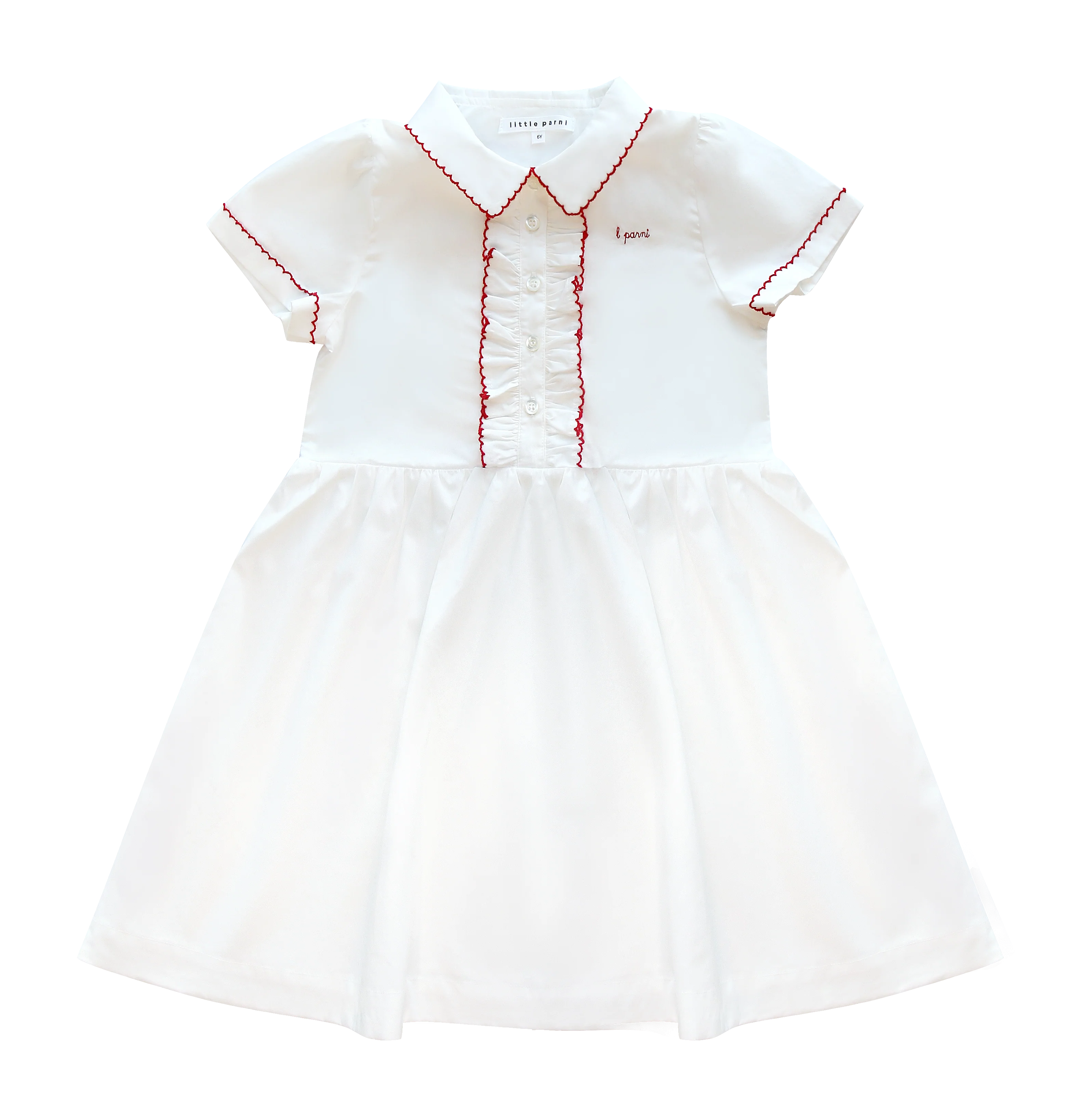 Little Parni White Pico Dress - Short Sleeves (K666)