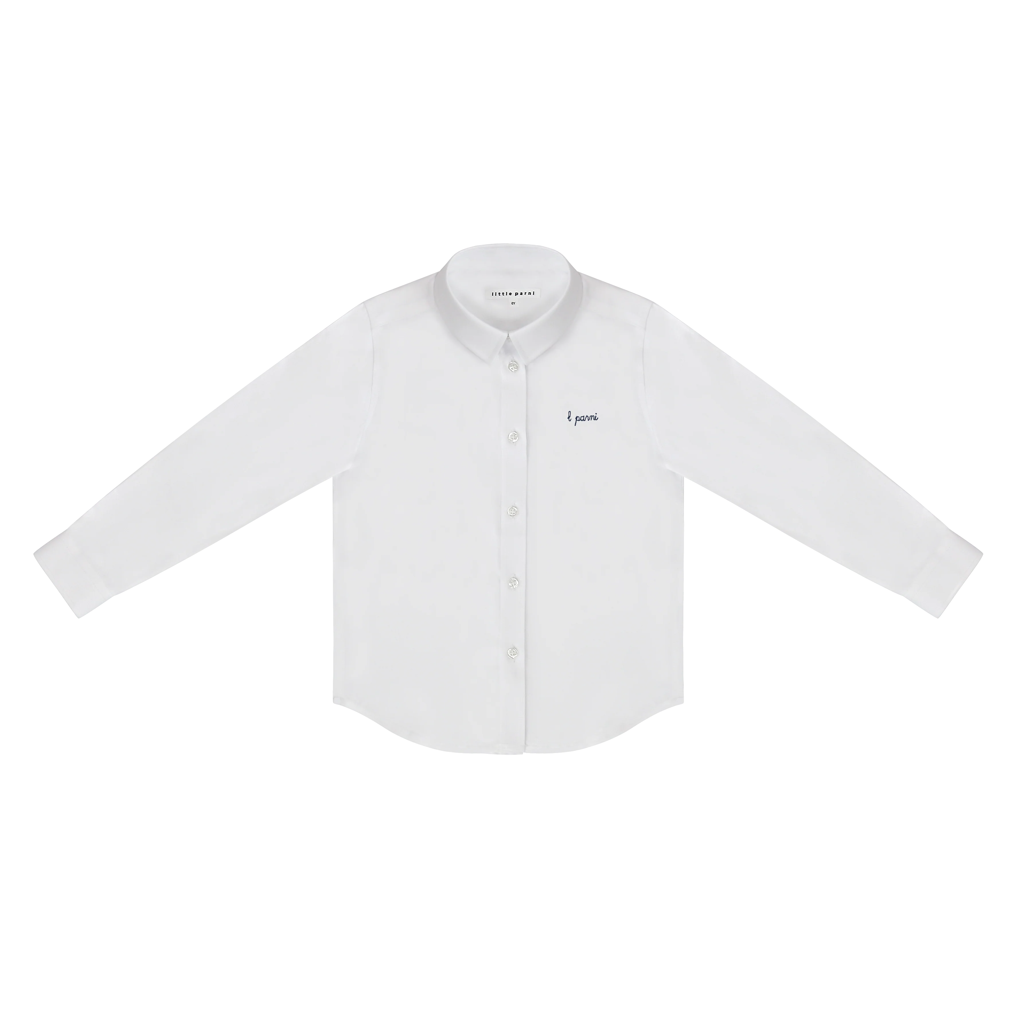 Little Parni White / Navy Boys White Shirt - Long Sleeves (K668)
