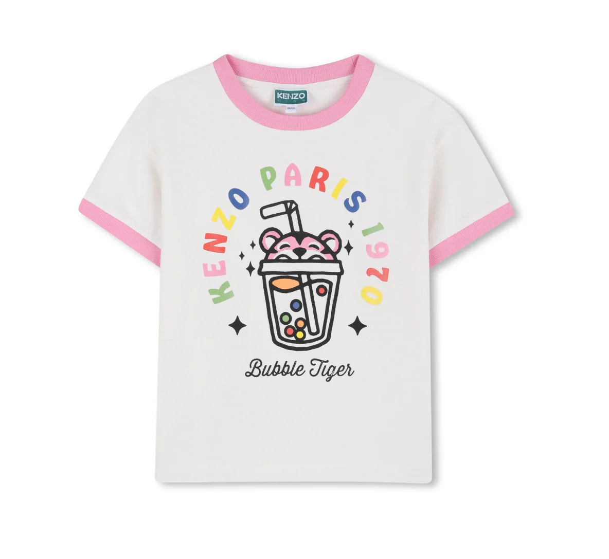 Kenzo White Bubble Tiger Pink Tee (K61770)