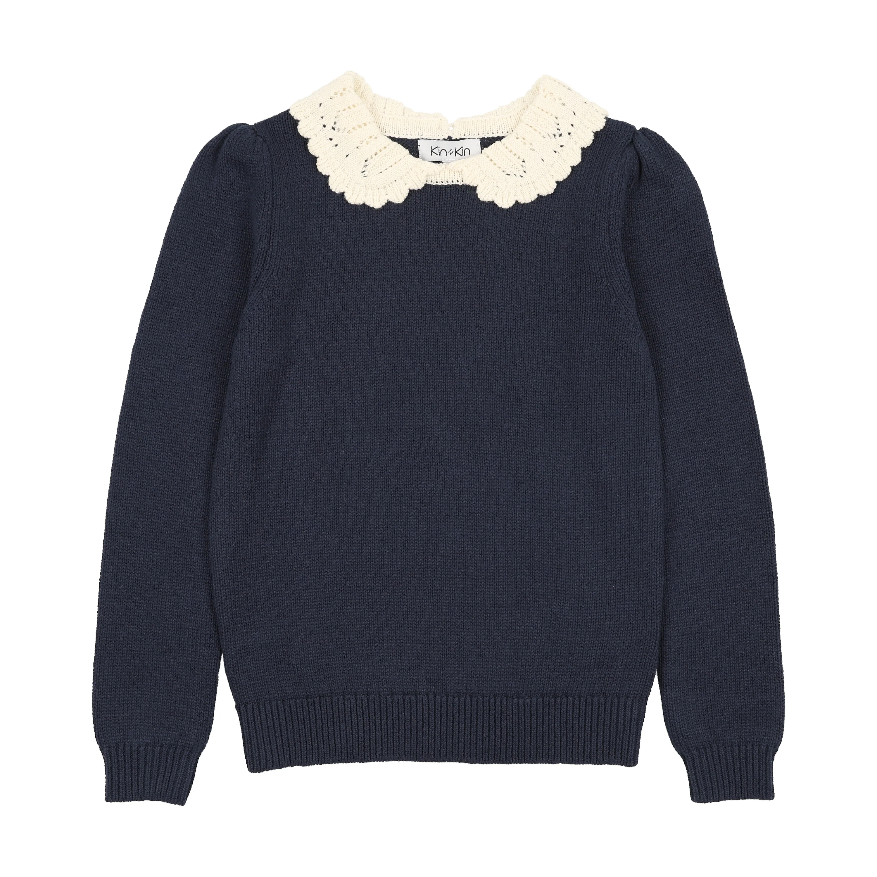 Kin And Kin Navy Peter Pan Collar Knit Sweater (K321)