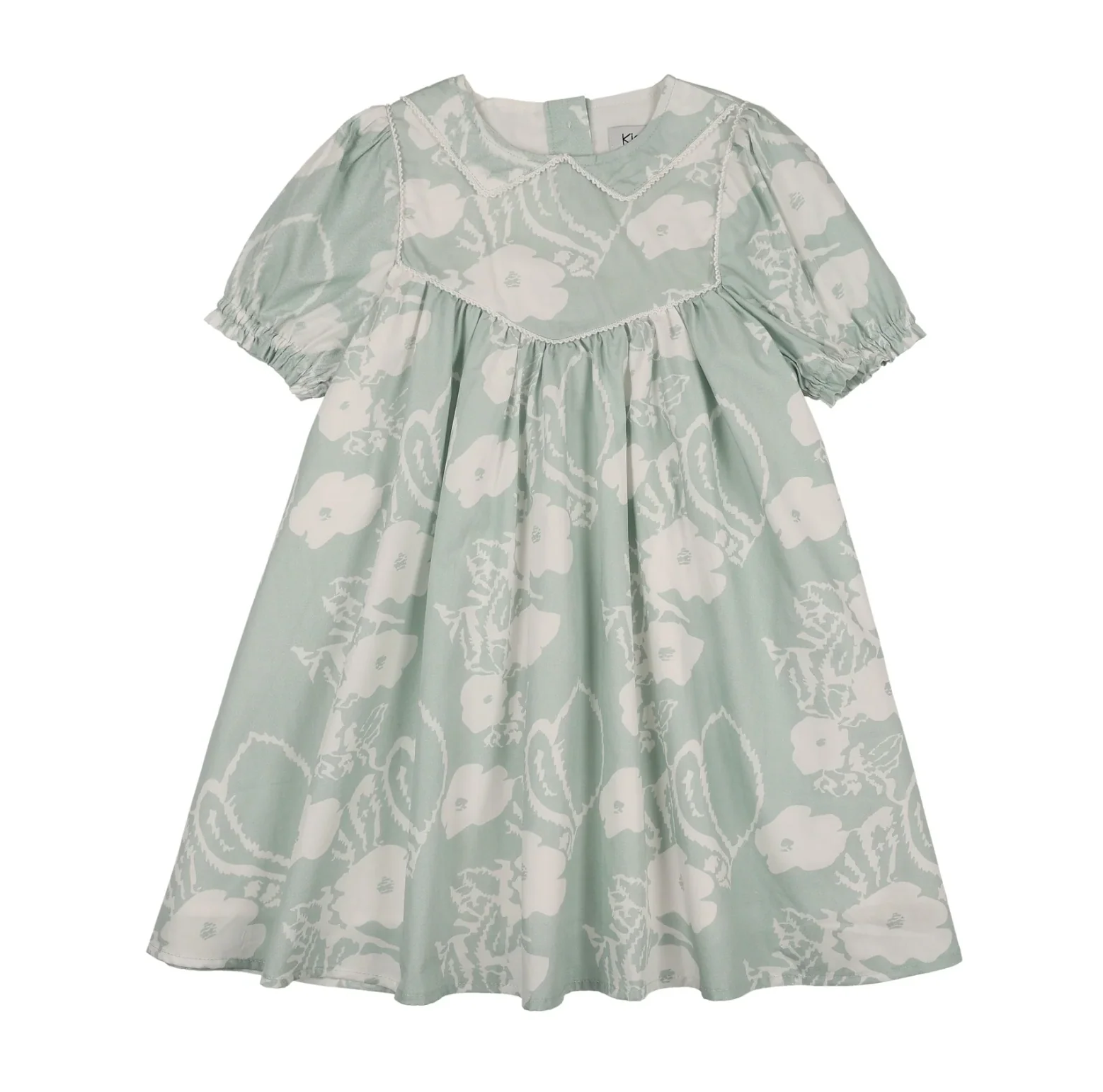 Kin And Kin Stitched Down Collar Short Sleeve Dress - Floral Print (sh2)
