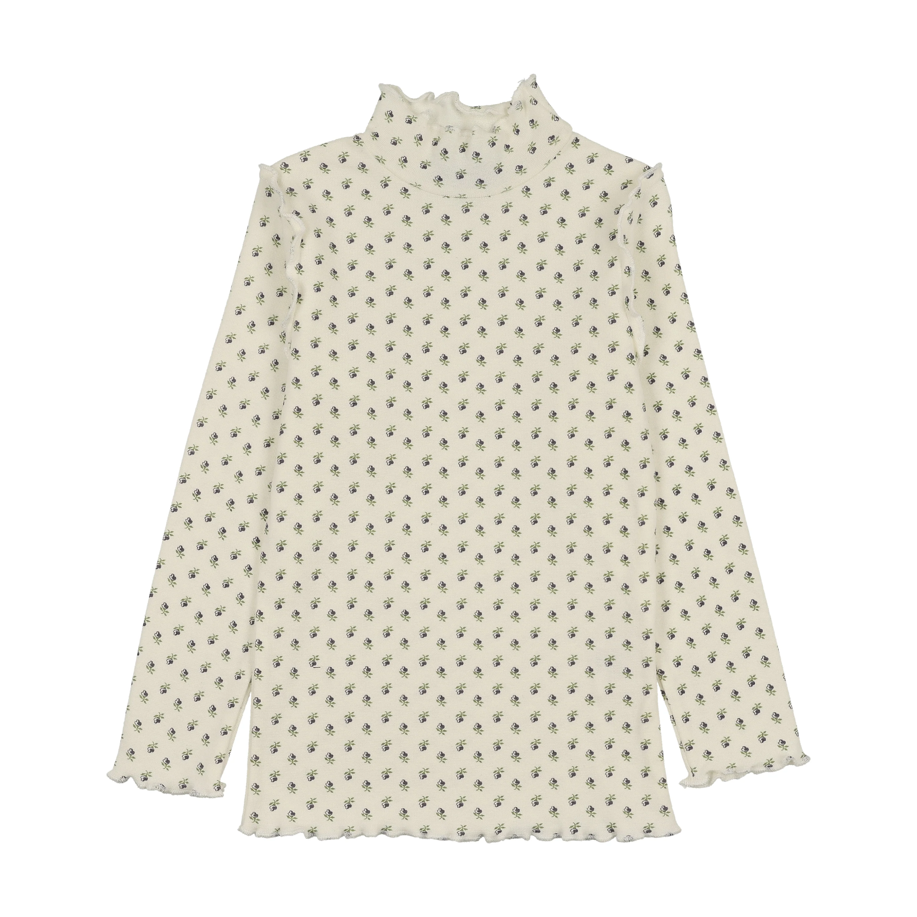Kin And Kin Tulip Print - Plum Scalloped Edge Mockneck (Kaw25-17)