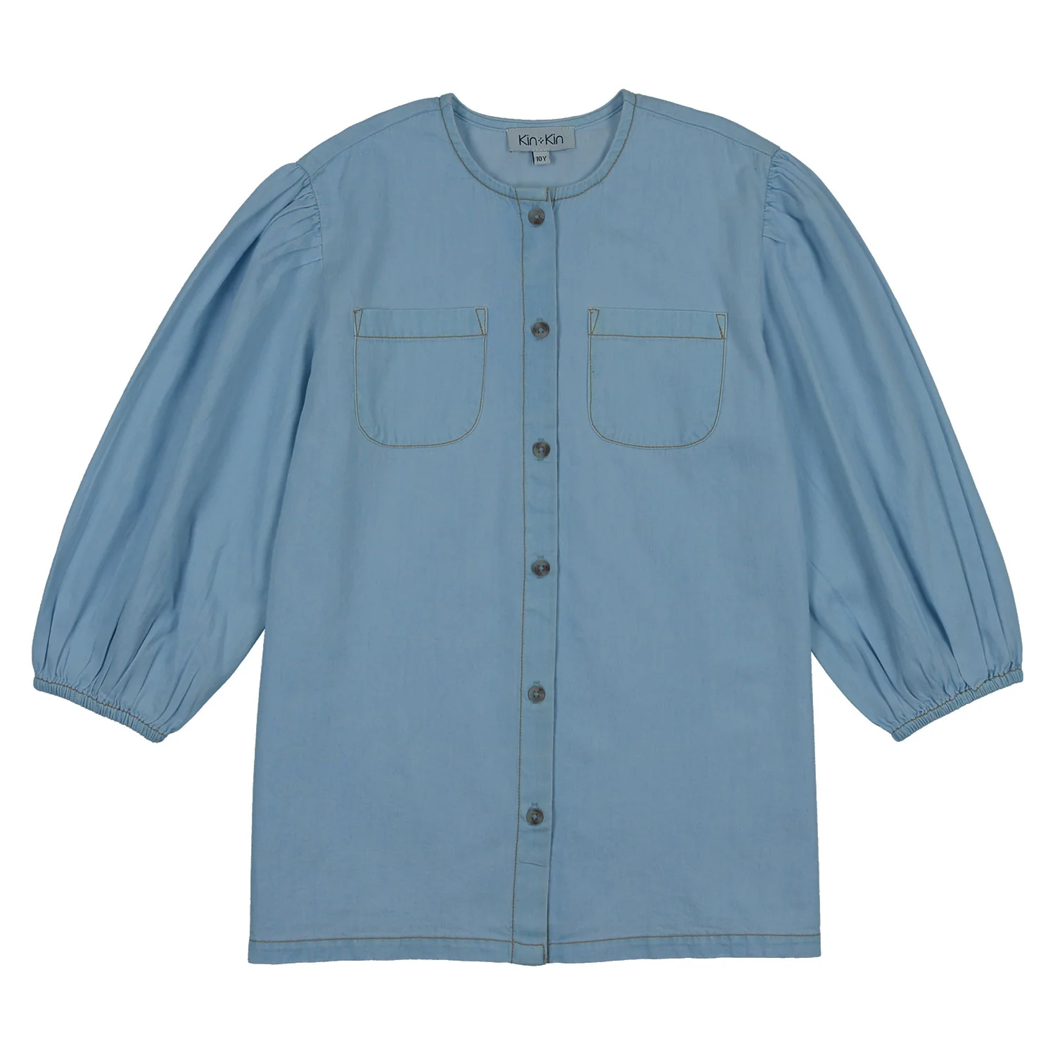 KIN + KIN GIRLS PUFFED SLEEVED SHIRT DENIM