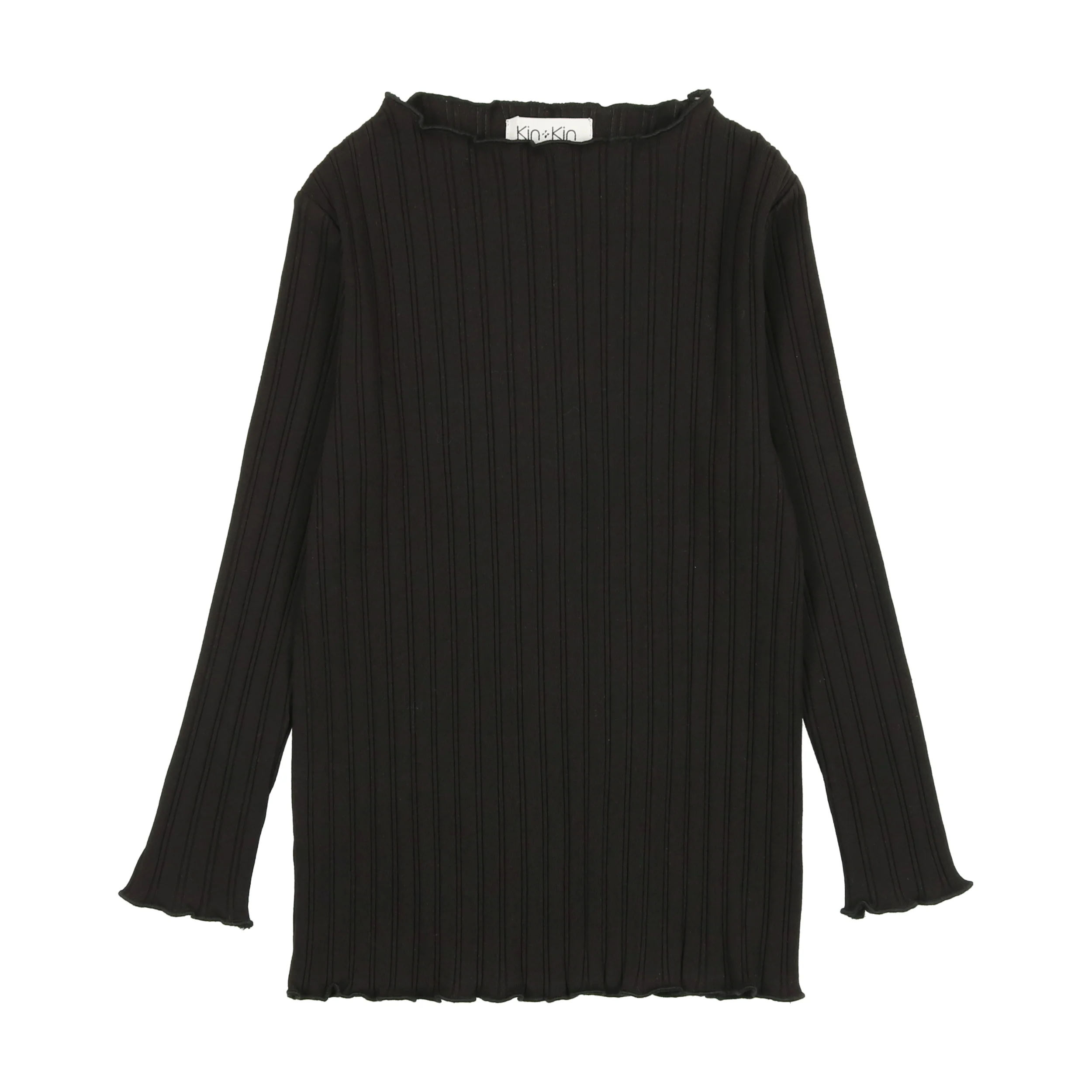 Kin + Kin Ribbed Scalloped Tshirt Anthracite