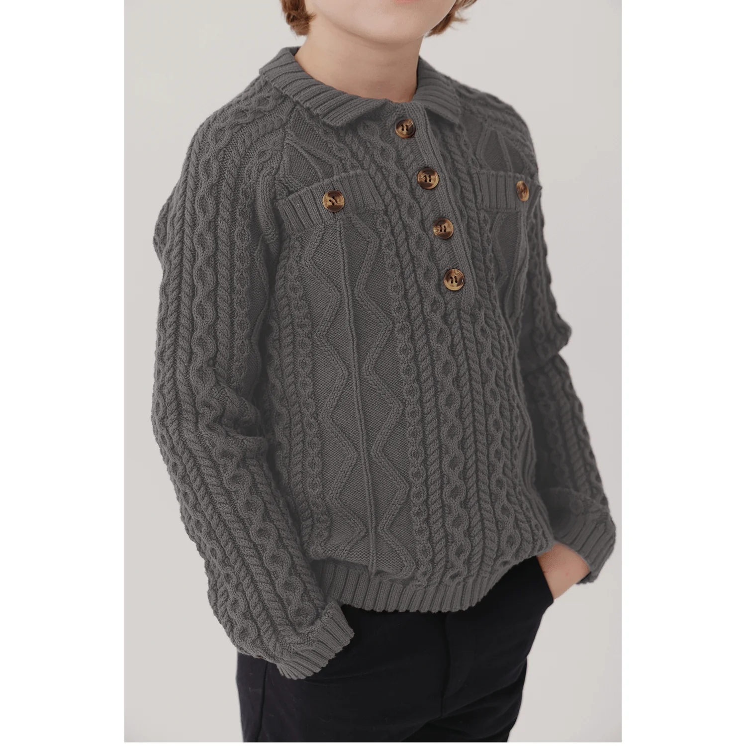 Kipp Charcoal Cable Sweater - Image 2
