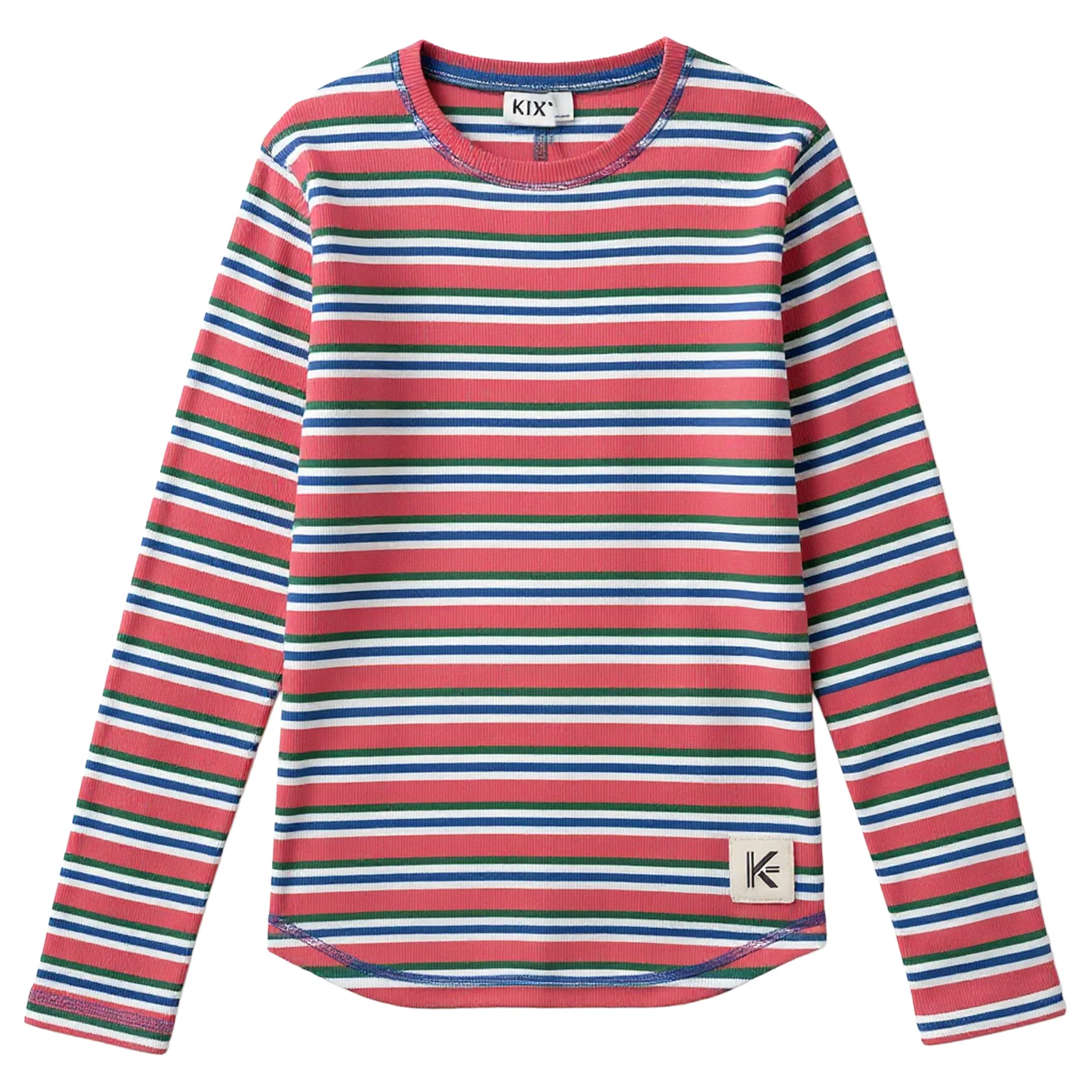 Kix Coral Multicolor Striped Rib Tee KT720