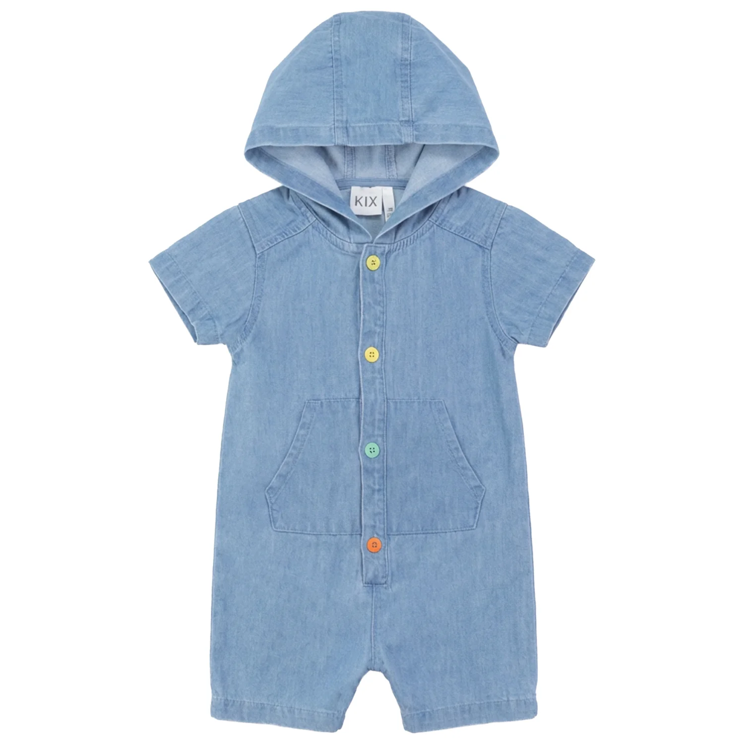Kix Denim Denim Colored Snaps Romper K7750