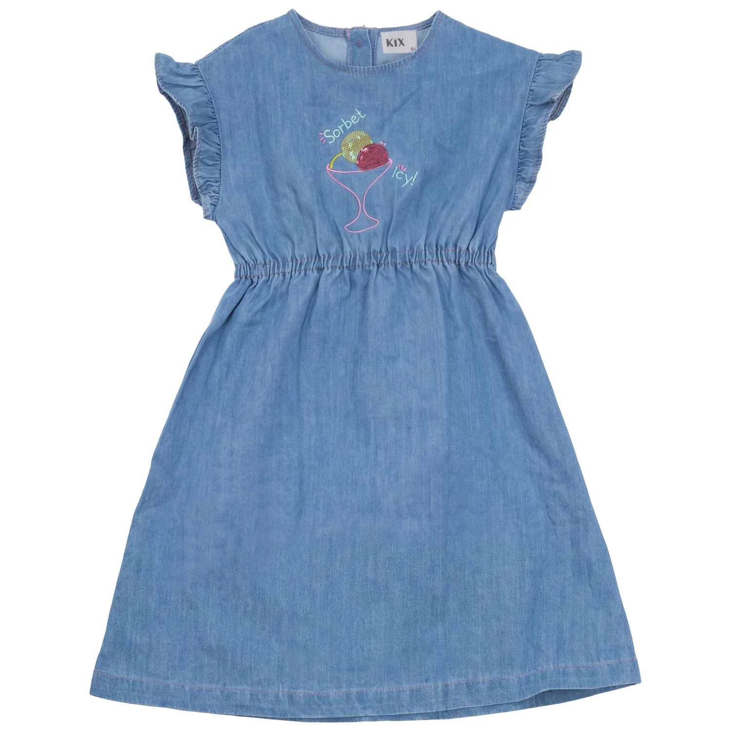 Kix Denim Denim Sorbet Frill Sleeve Dress K7431