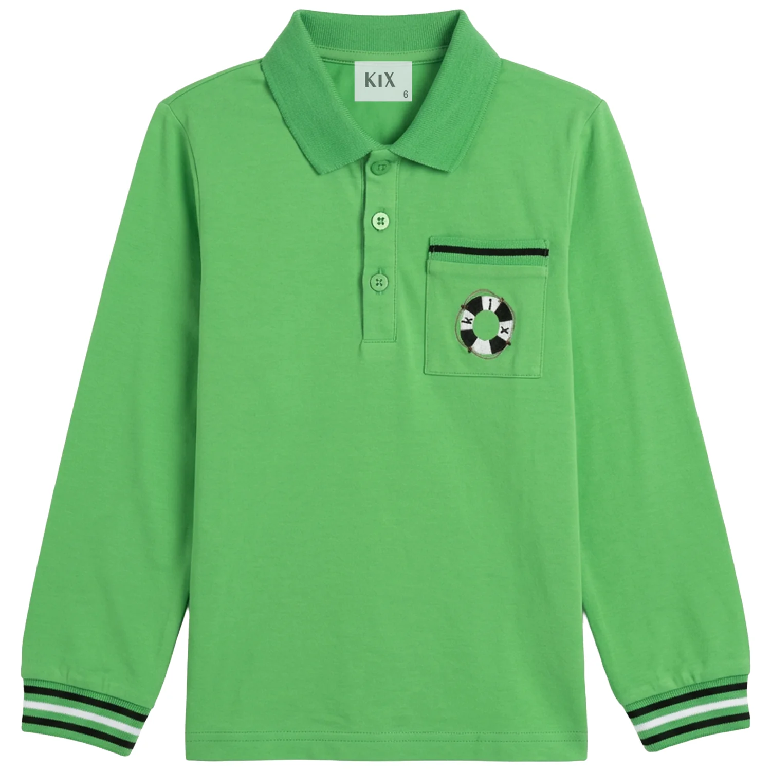 Kix Green Nautical Logo Ls Polo K7213