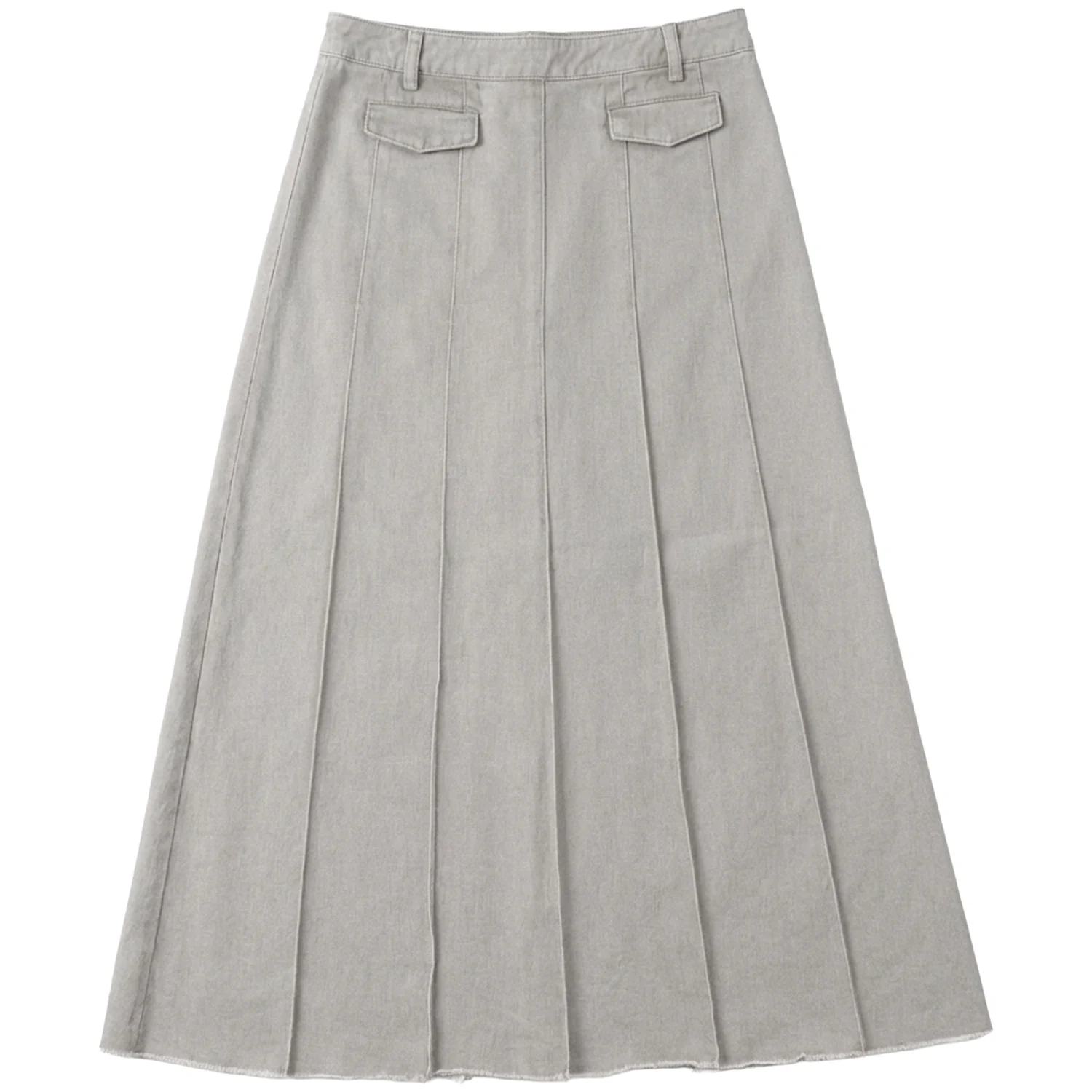 Kix Grey Fringed Hem Pleated Skirt KT712