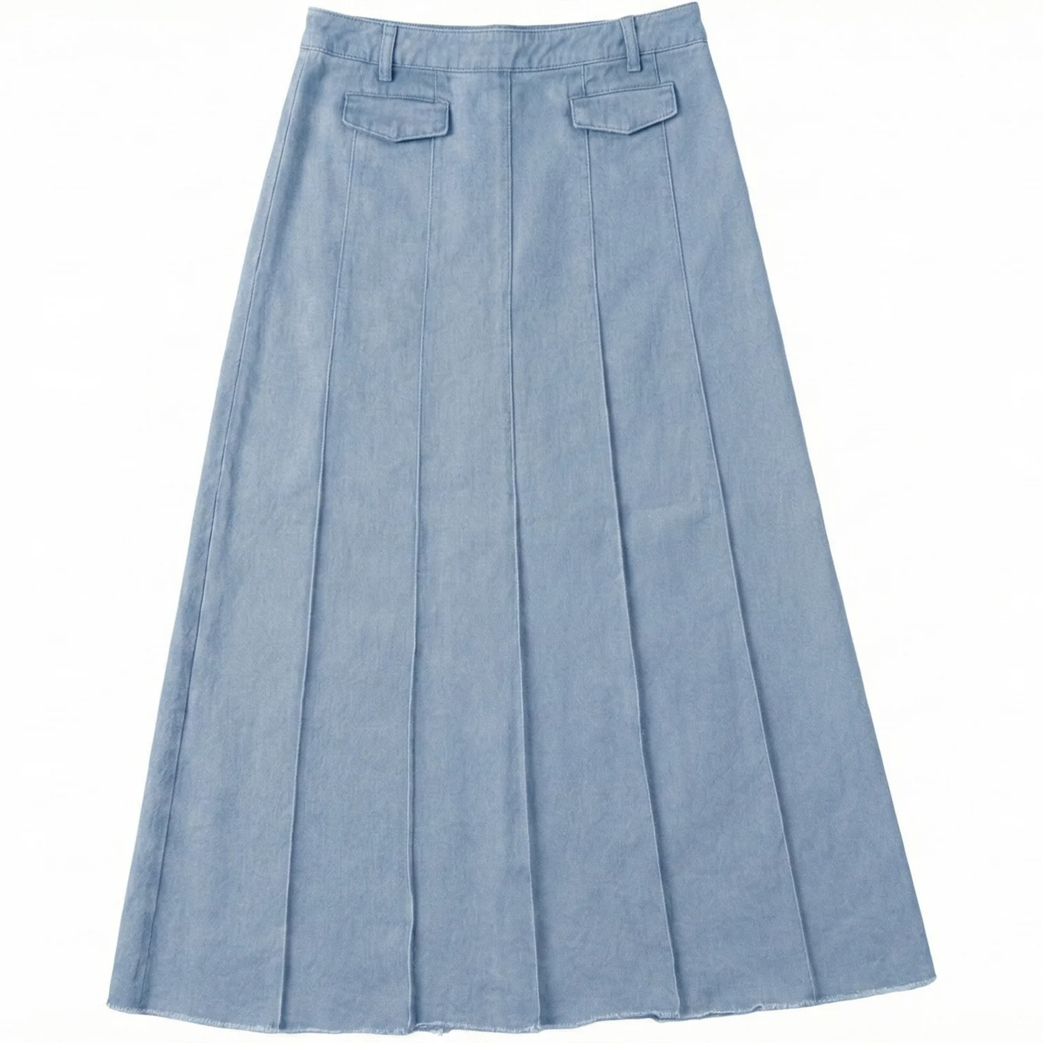 Kix Light Blue Fringed Hem Pleated Skirt KT712