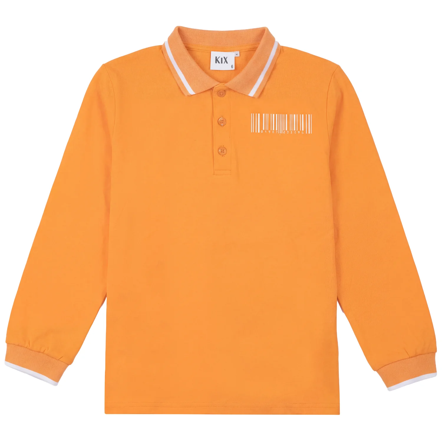 Kix Orange Barcode Print Ls Polo K7218