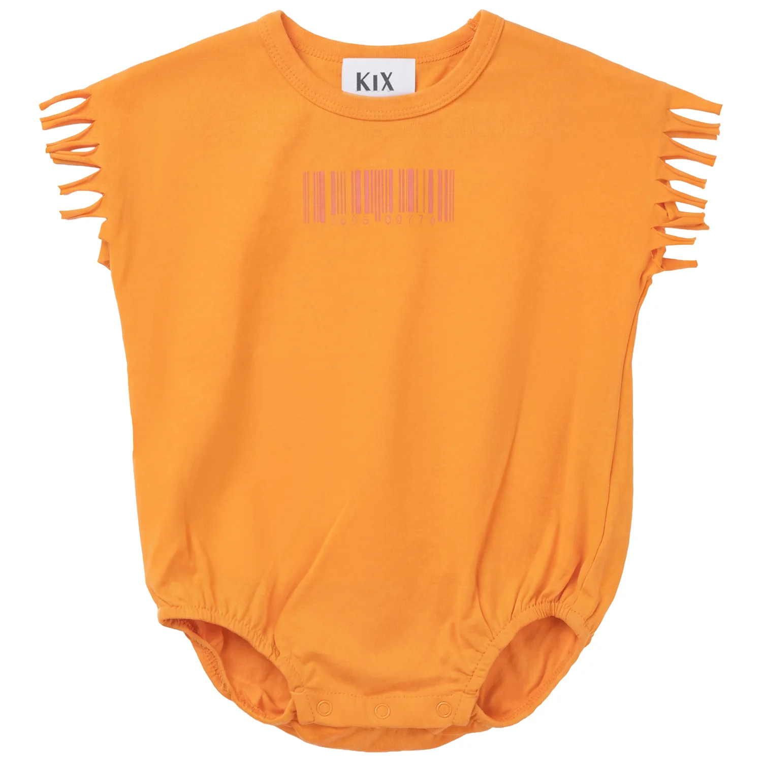 Kix Orange Barcode Print Romper- baby girl K7716